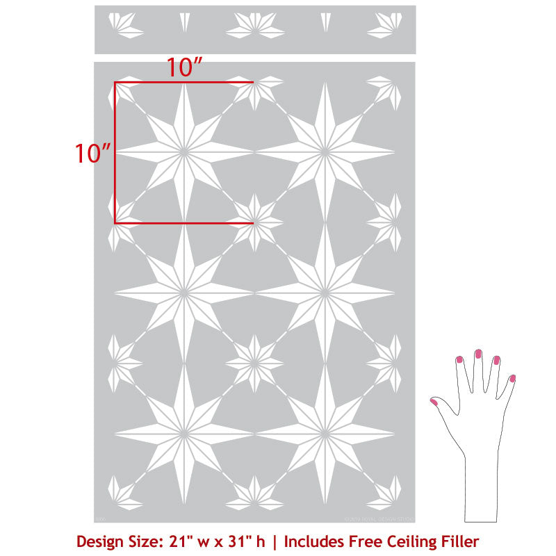You're A Star Tile Allover Stencil - DIY Home Decor Stencil for Wall, Floor & Furniture - Perfect for Crafting, Painting Projects & Creative Home Design