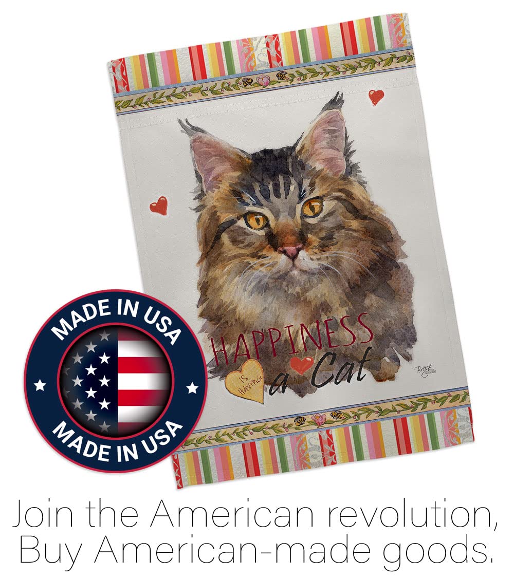 Maine Coon Cat Garden Flag Set with Stand - Double-Sided Pet Yard Decor for Outdoor & Home