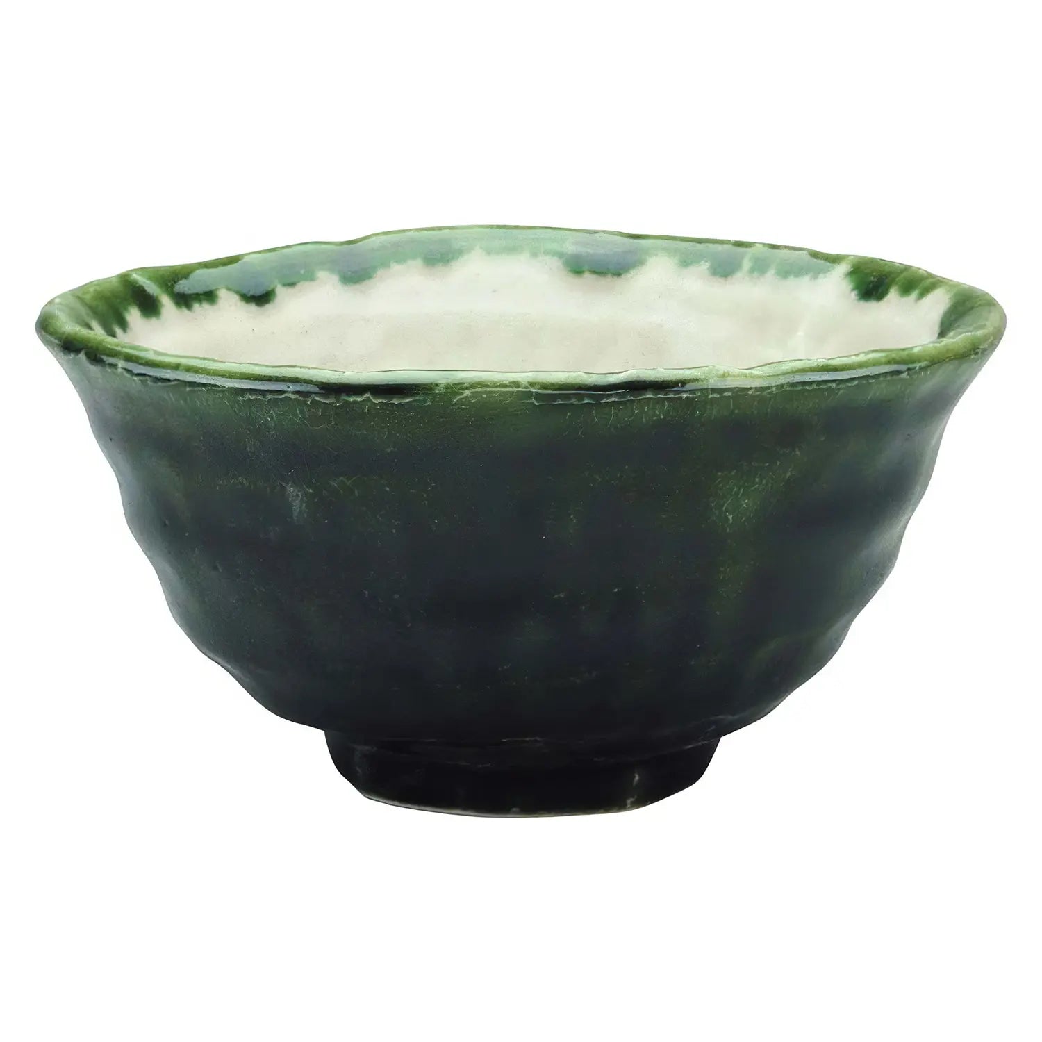 Premium EBM Porcelain Tempered Rice Bowl - 12cm Oribe Style - Durable & Microwave Safe - Perfect for Asian Cuisine, Home Dining & Restaurant Use