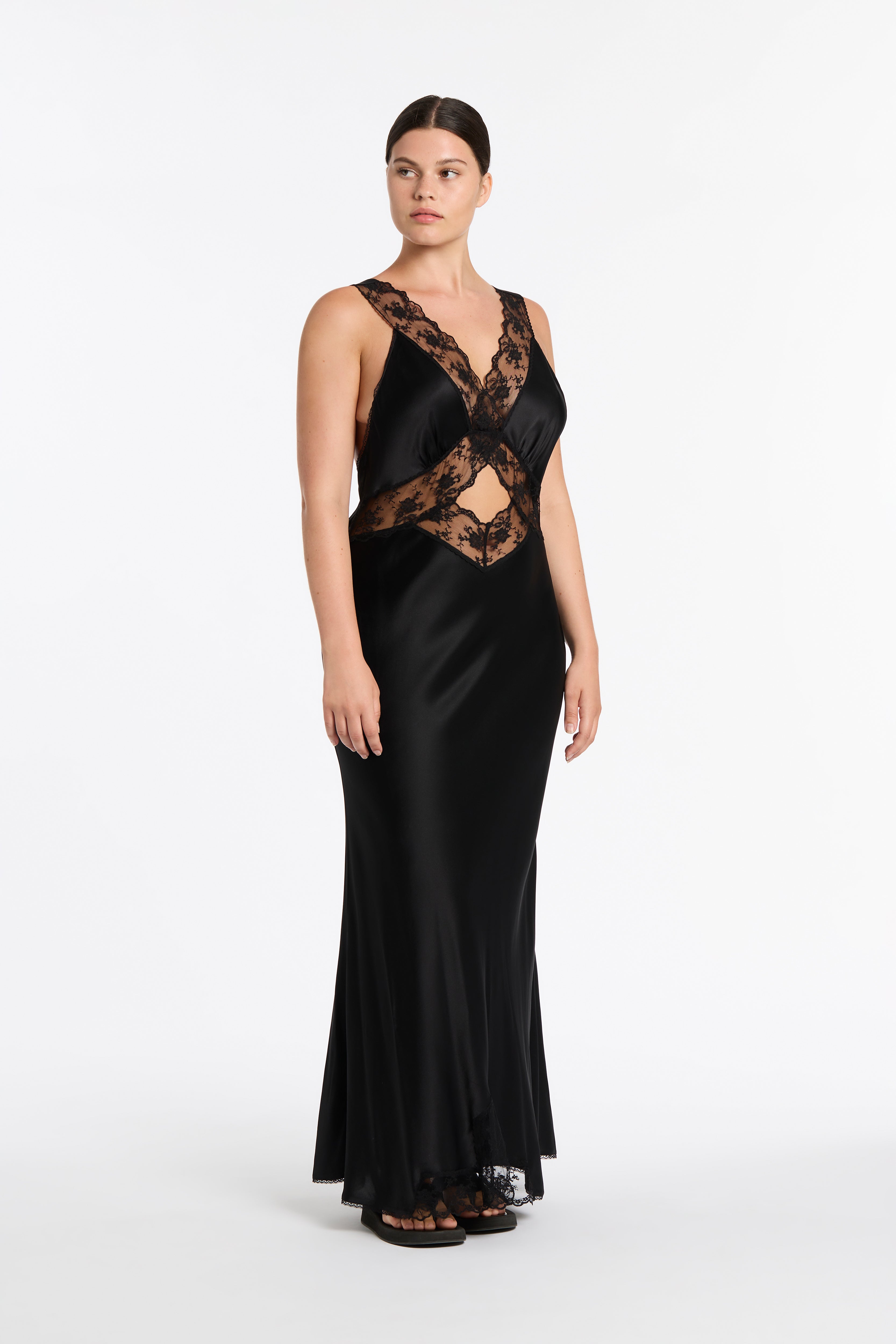 Elegant Aries Cut Out Gown - Sexy Deep V Neck Evening Dress for Women, Perfect for Prom, Party & Special Occasions