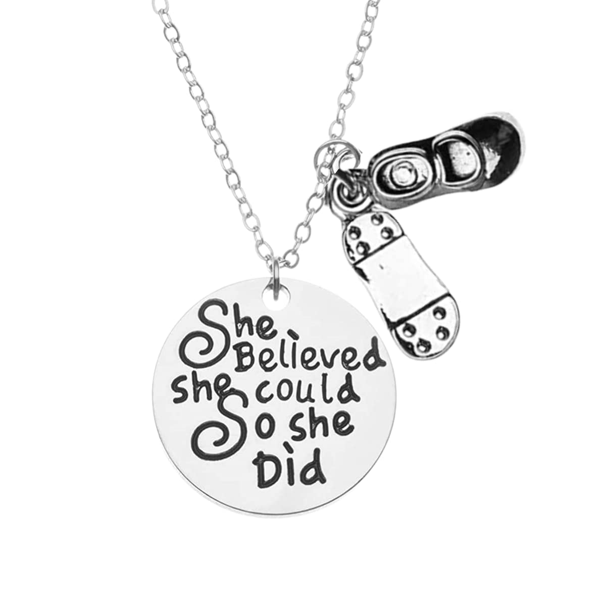 Tap Dance Necklace - Inspirational 'She Believed She Could So She Did' Charm Jewelry for Tap Dancers, Perfect for Recitals, Performances, and Dance Class Gifts