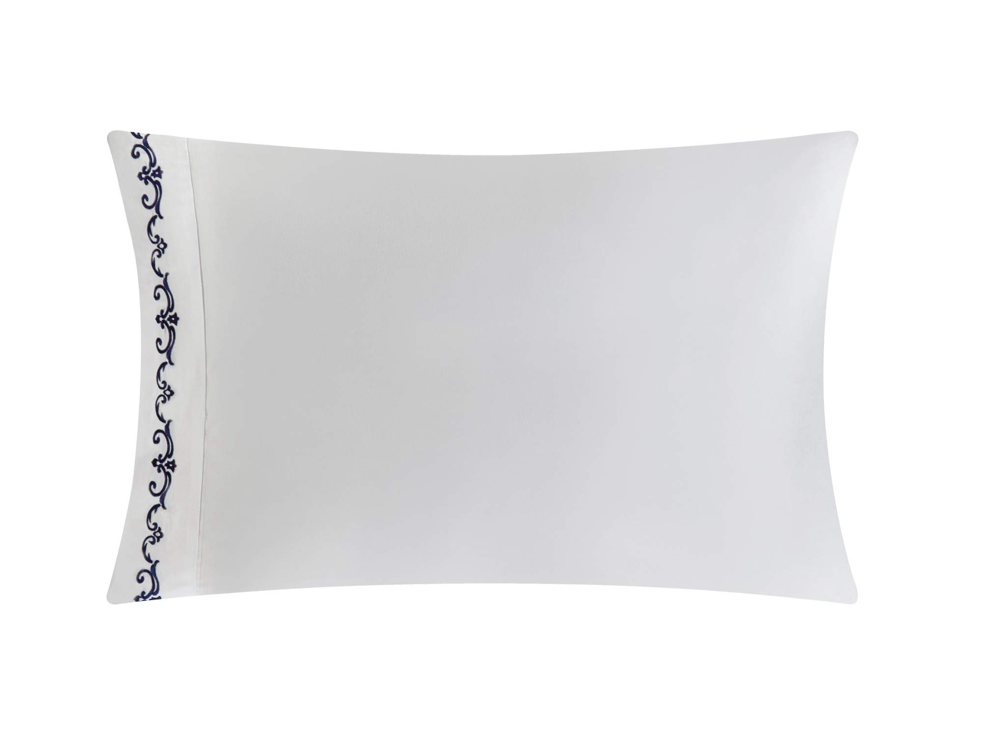 Verona Navy Blue Queen Size 9-Piece Bed in a Bag Quilt Set - Striped Stitched Medallion Print Polyester Bedding (Quilt, Shams, Sheets & Pillowcases) for Modern Bedroom Decor | Perfect for Guest Rooms, Master Suites & Cozy Home Styling
