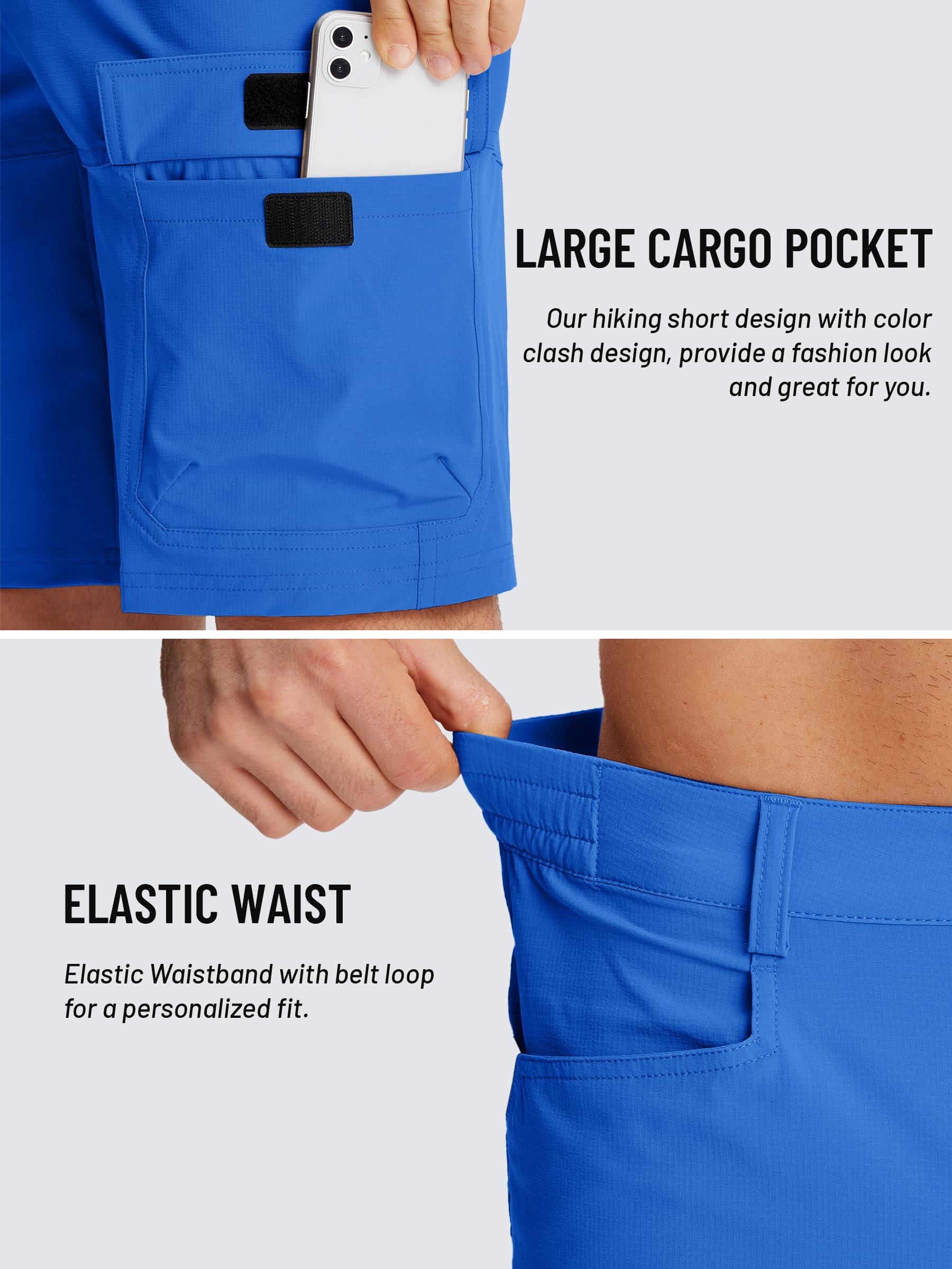 TACVASEN Men's Quick Dry Cargo Shorts - Lightweight Summer Outdoor Hiking & Work Shorts for Active Lifestyles - No Belt Included - Perfect for Camping, Travel and Casual Wear