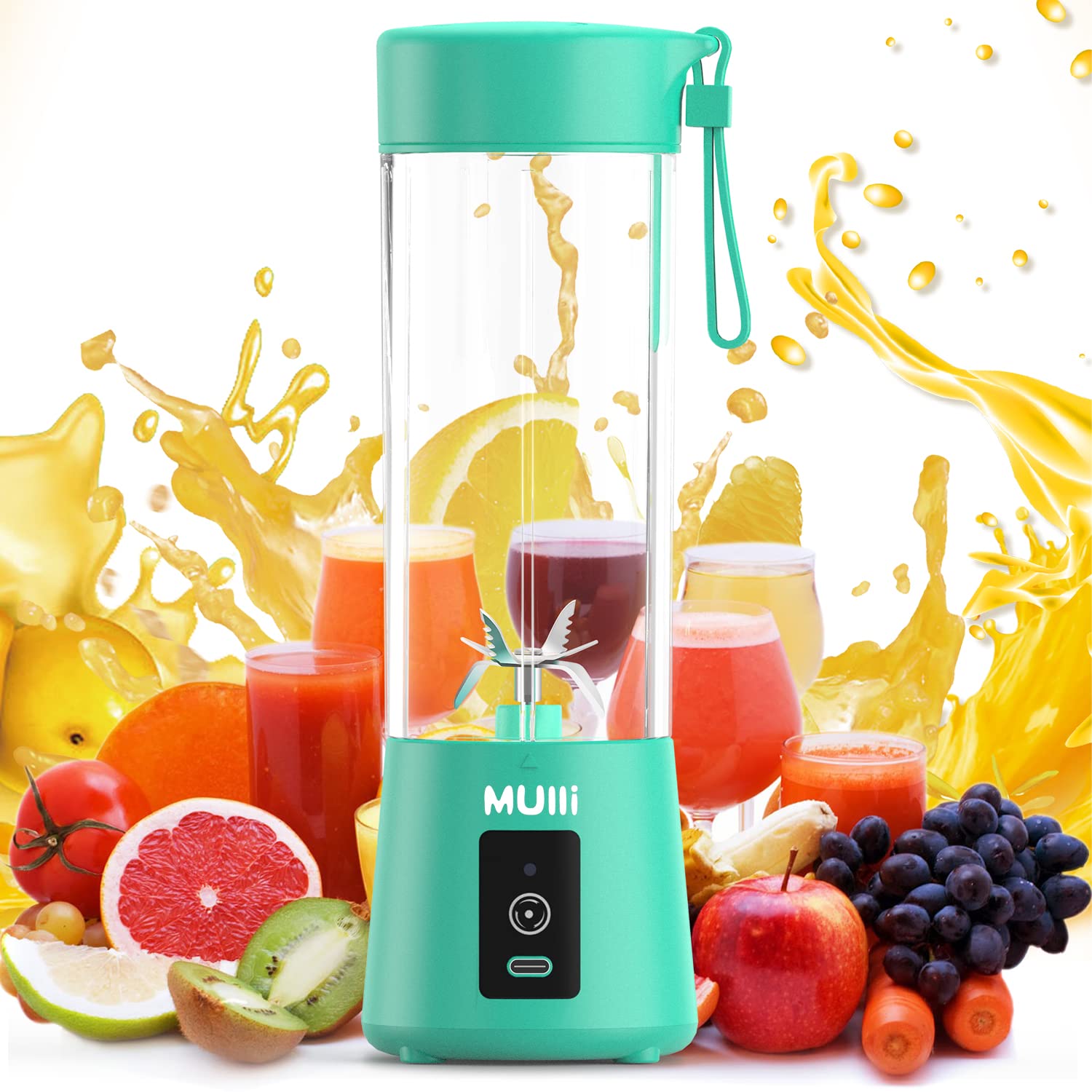 Mulli 15oz Portable USB Rechargeable Blender - Mini Personal Smoothie Maker for Fruit Shakes, Baby Food, Protein Drinks | Perfect for Gym, Travel, Office & Home Use