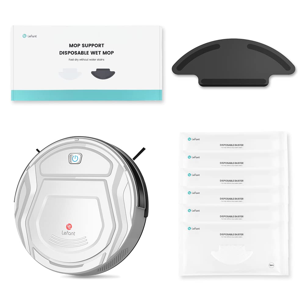 Lefant M210 Robot Vacuum Cleaner with 6 Disposable Wipes & Wipe Holder - Perfect for Hardwood Floors, Pet Hair, and Daily Home Cleaning