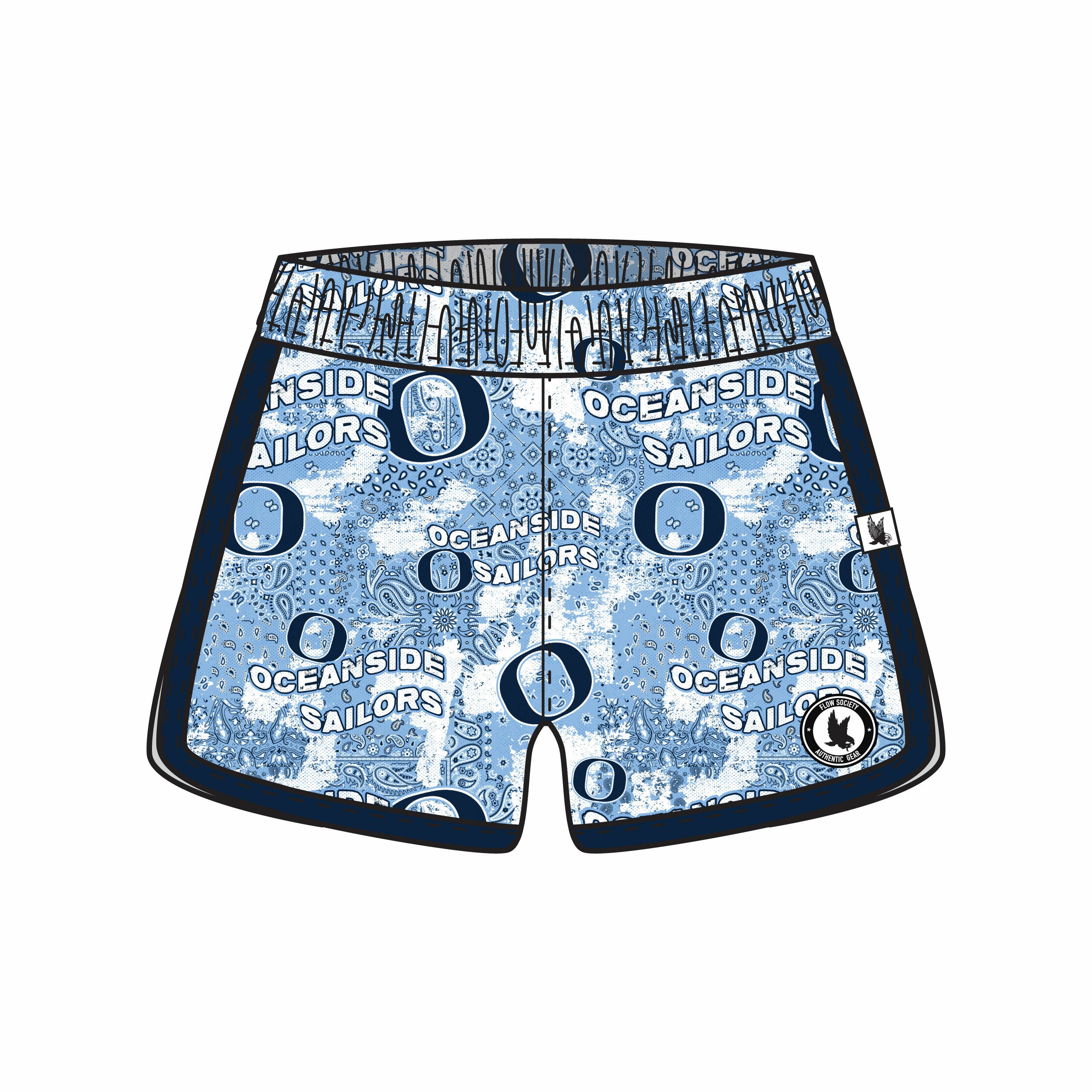Girls & Women's Oceanside Sailors Paisley Shorts - Comfortable Summer Casual Shorts for Beach, Vacation, and Everyday Wear