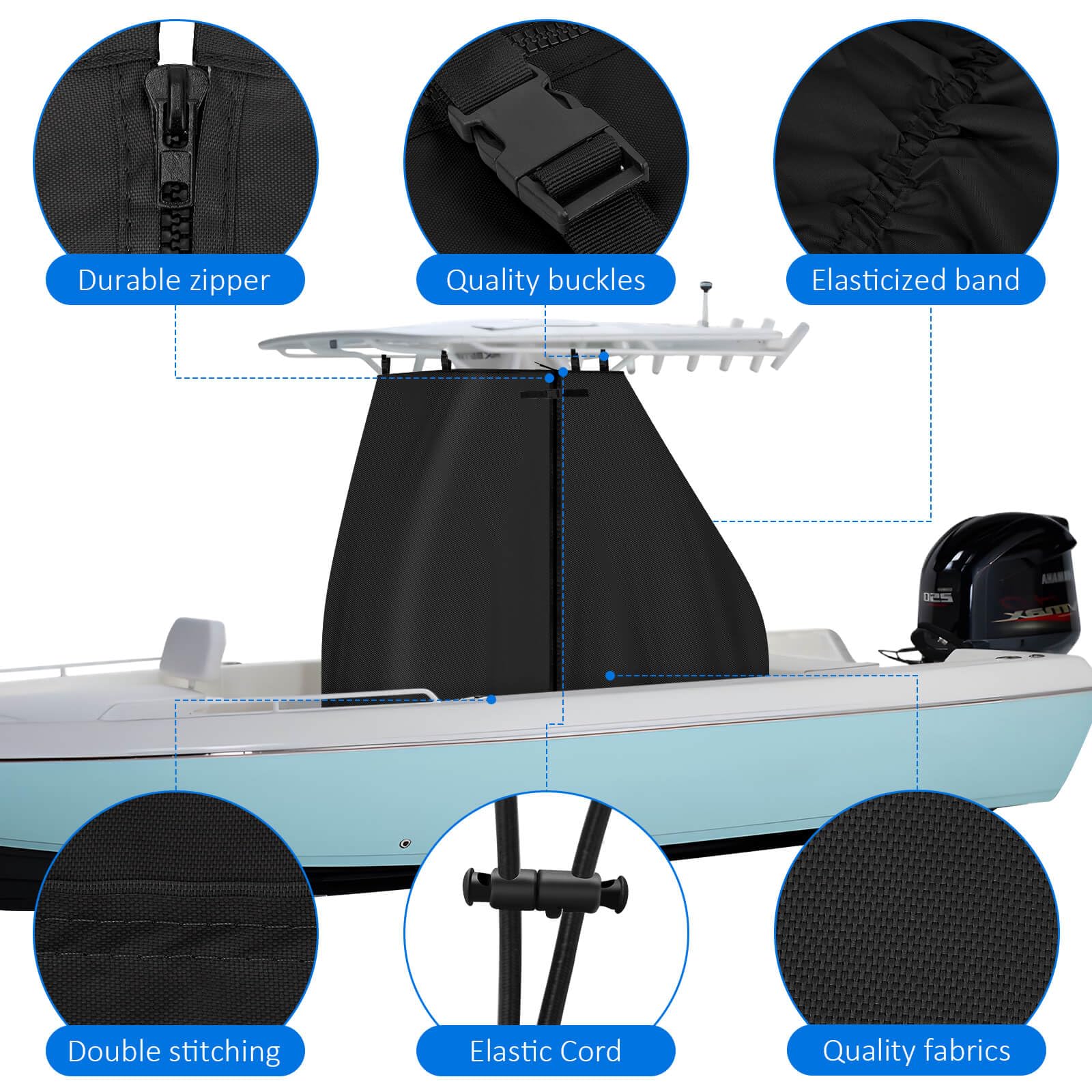 Heavy Duty 600D Waterproof T-Top Boat Cover - 94