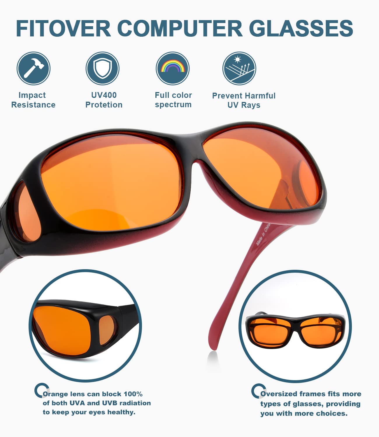BLUELESS Blue Light Blocking Glasses with Orange Tinted Lenses for Sleep & Eye Strain Relief - Black & Red Frame - Perfect for Nighttime Use, Computer Work, and Digital Screen Protection