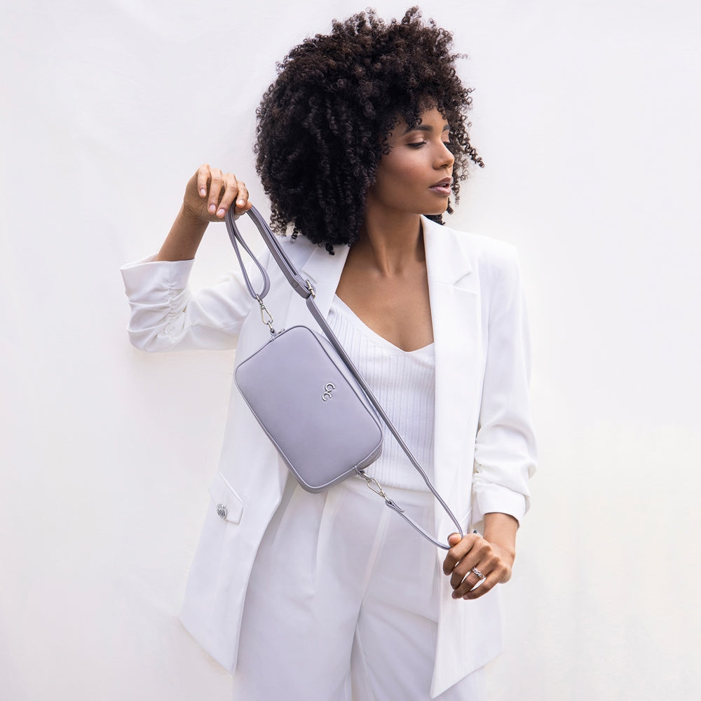 Galway Crystal Fashion Crossbody Bag for Women - Stylish Grey Leather Purse with Adjustable Strap, Perfect for Daily Use, Travel & Shopping