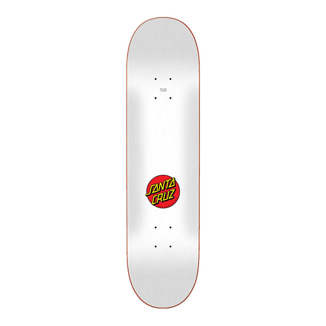 Santa Cruz Skateboard Deck Classic Dot 8.0 White - Premium Maple Wood Skateboard for Street & Park Riding - Perfect for Beginners & Pro Skaters