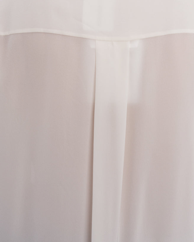 Chloe Women's Milk White Silk Blouse with Elegant Lace Inset - Size M | Perfect for Office Wear, Date Night & Special Occasions