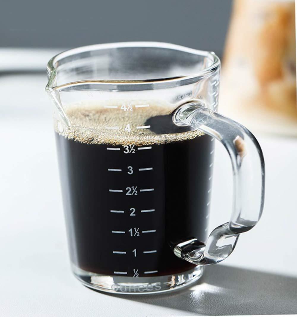 2 Spouts Glass Creamer Pitcher with Measurement Scale - Perfect for Coffee, Milk, and Tea Serving - Ideal for Cafes, Restaurants, and Home Breakfast Use