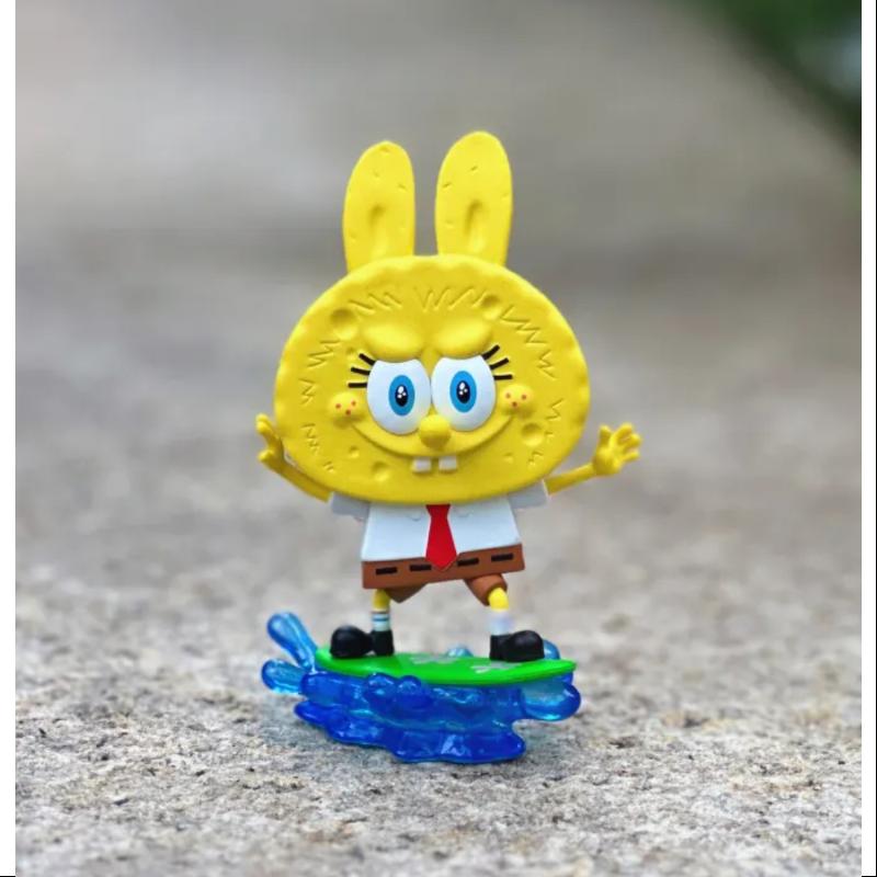 Labubu The Monsters x SpongeBob Series Surfing Figure - Collectible Vinyl Toy for Fans | Perfect for Display, Gifts, and SpongeBob Merchandise Collections
