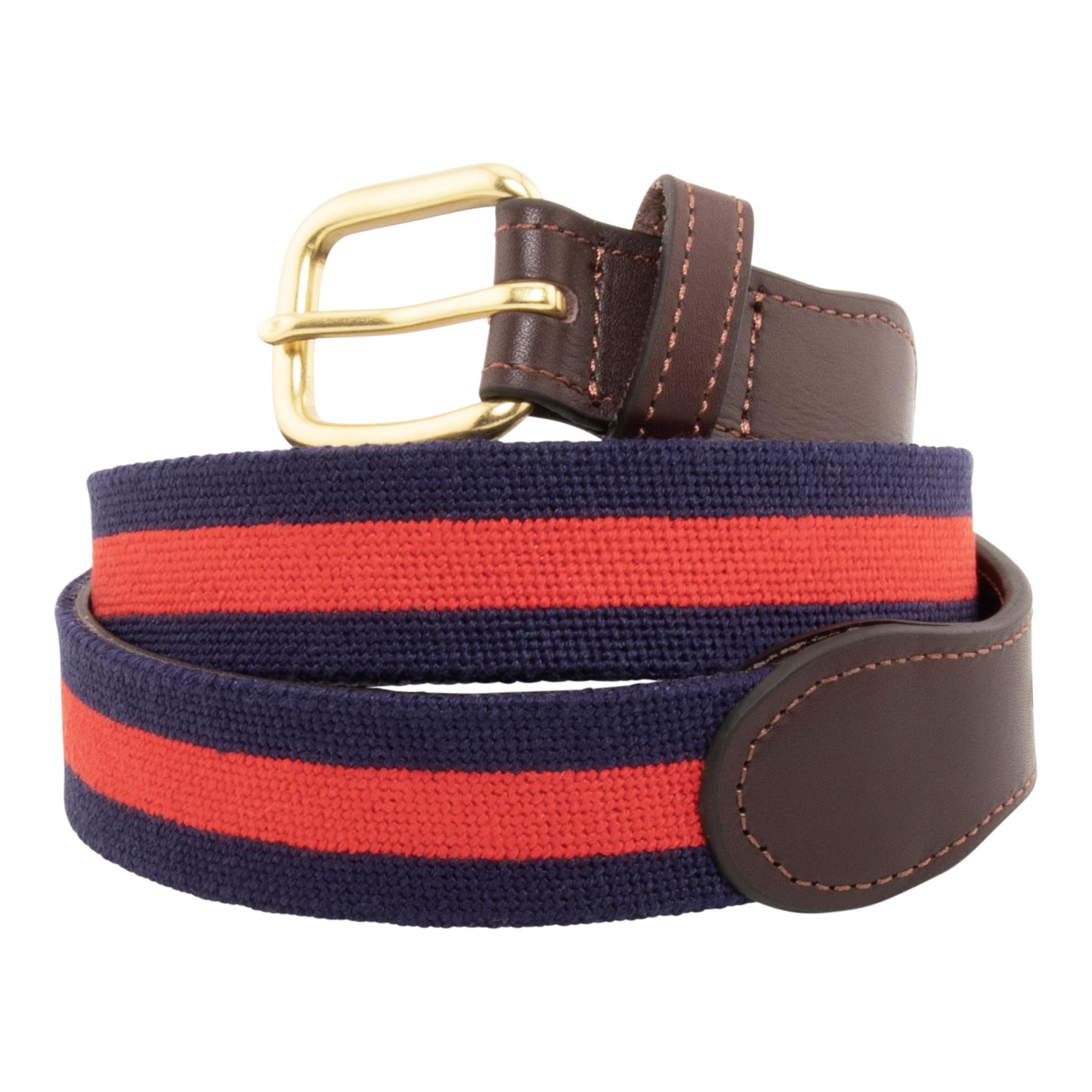 Premium Full Grain Leather Needlepoint Belts for Men - Handcrafted with Cotton Thread & Solid Brass Buckle - Perfect for Casual, Business & Formal Wear