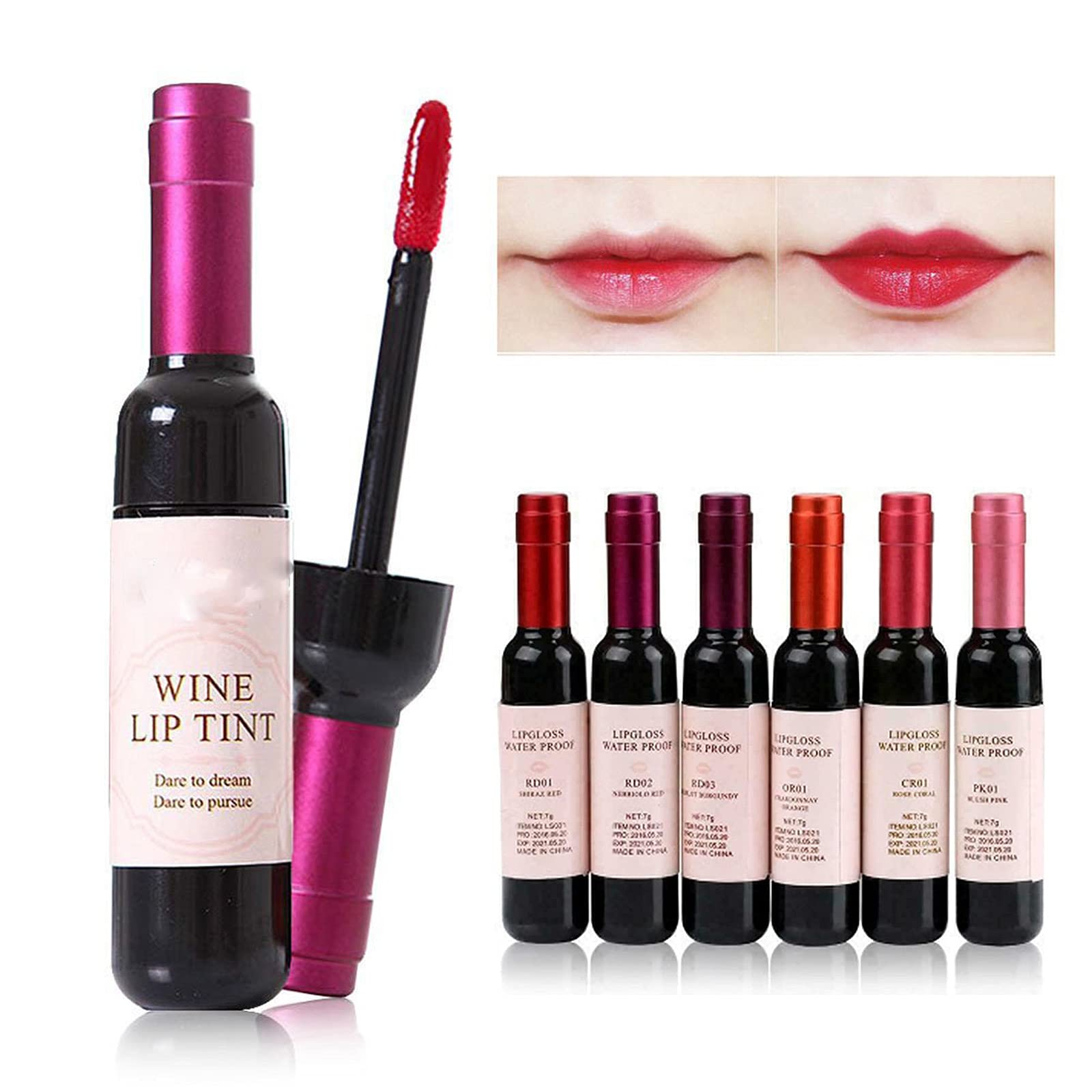 Long Lasting Matte Liquid Lipstick - Waterproof Wine Red Lip Tint & Gloss Set with Mini Bottle Design | Perfect for Party Makeup, Date Night & Special Occasions (CR01)