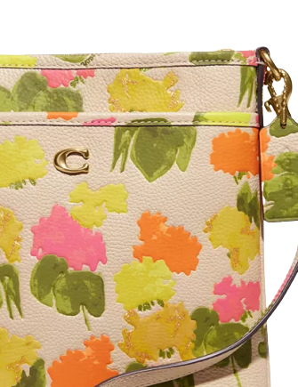 Coach Floral Printed Leather Kitt Crossbody Bag for Women - Stylish & Lightweight Purse for Everyday Use, Travel & Date Nights