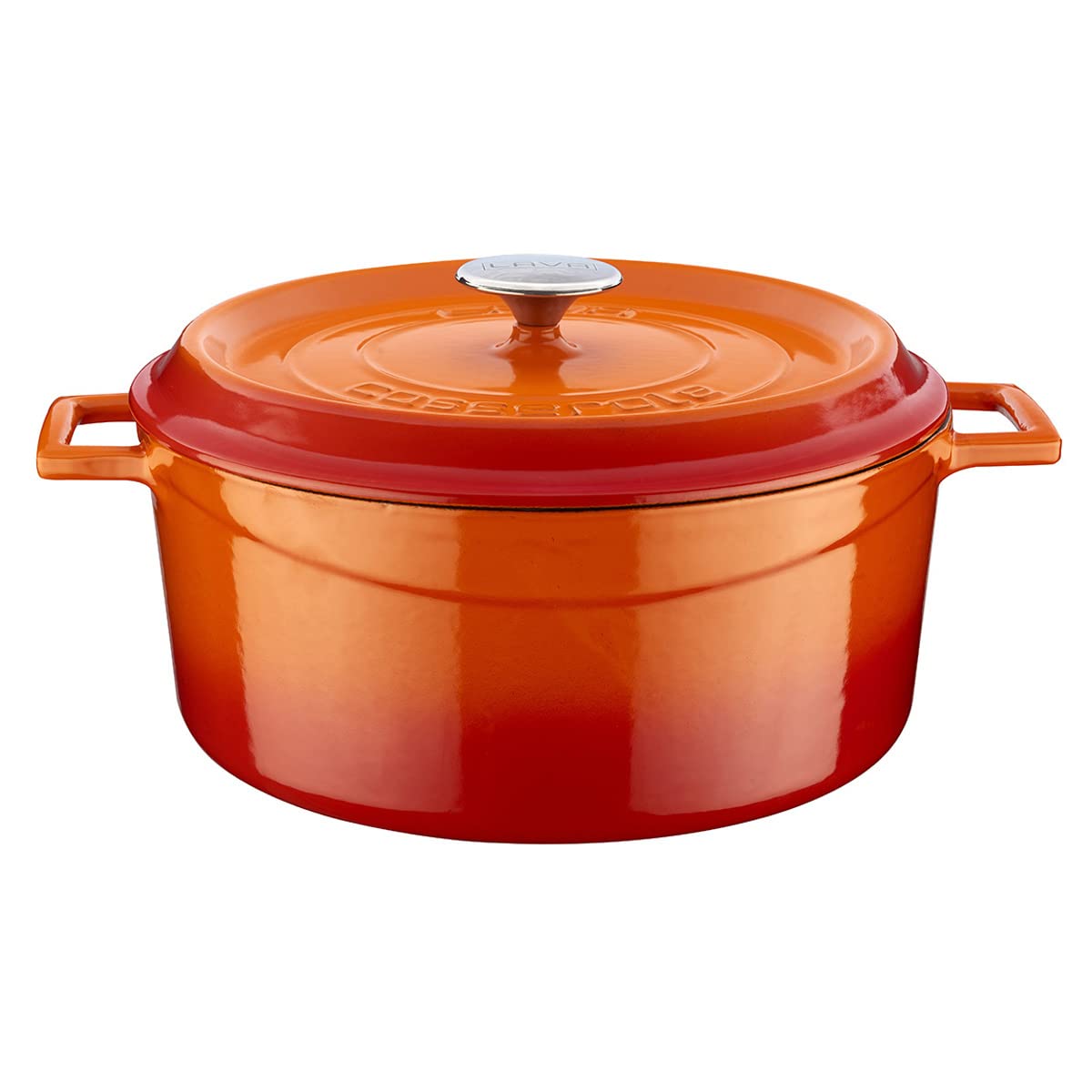 Lava Signature Enameled Cast Iron Round Dutch Oven 7 Quart - Orange Spice Color, Heavy Duty Cookware for Baking, Roasting & Slow Cooking - Perfect for Soups, Stews, Bread & Casseroles
