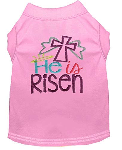 Easter Dog Shirt 'He Is Risen' Cross Print - Custom Easter Pet Tee for Dogs - Perfect for Easter Sunday Church & Family Gatherings