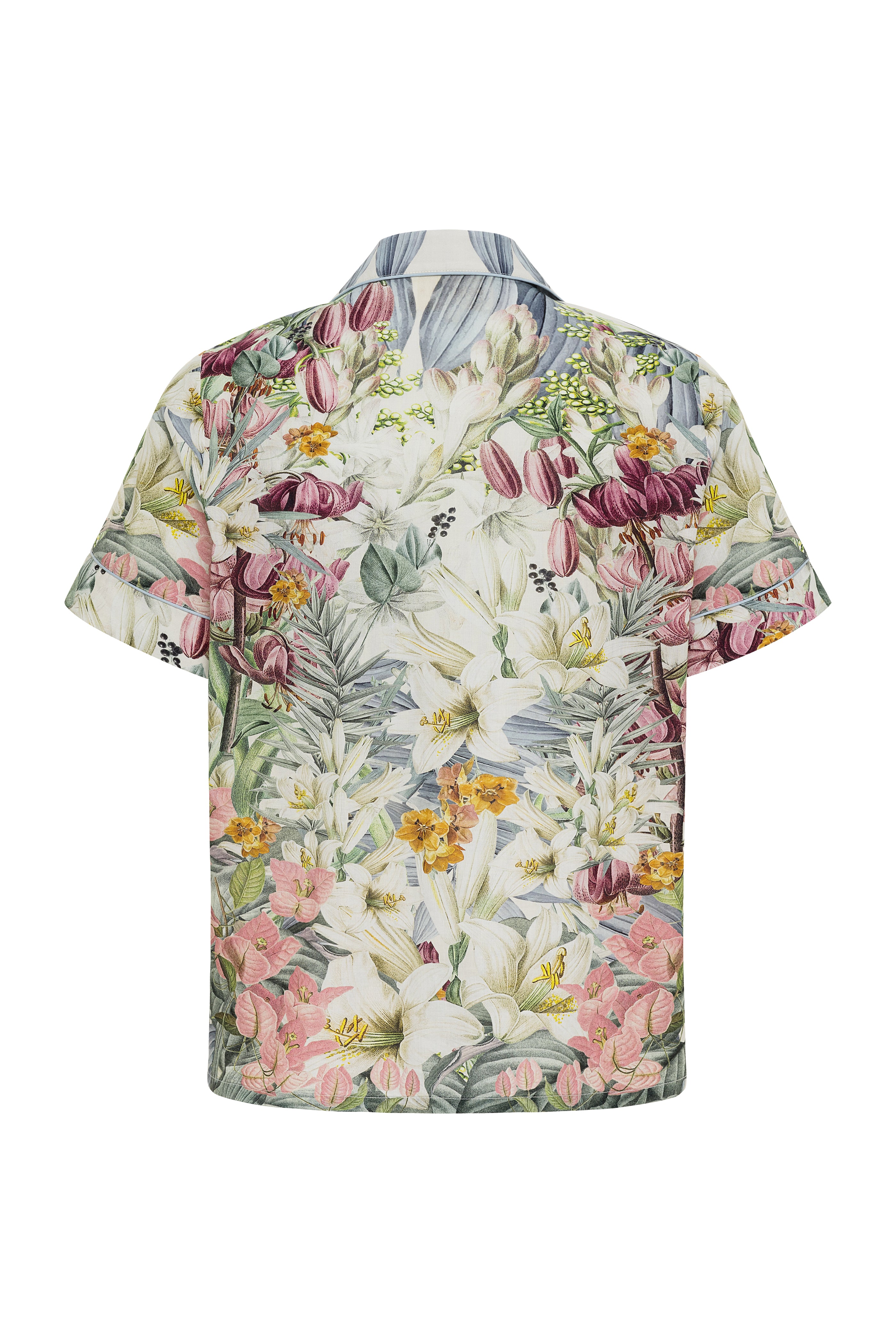 Blue Floral Print Short Sleeve Pajama Set for Women - Soft Cotton Sleepwear for Summer Nights & Lounge Wear