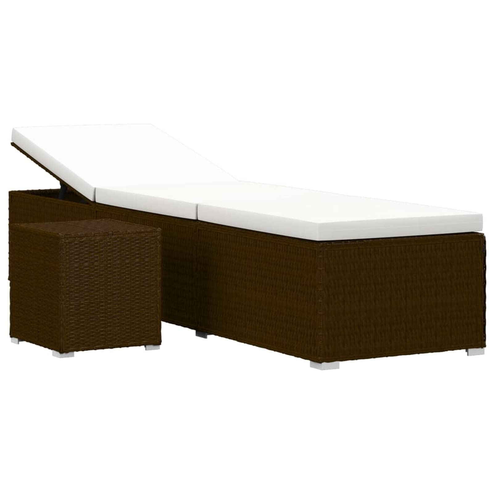 **Brown Poly Rattan Sun Lounger with Cushions - Outdoor Patio Furniture Set for Poolside, Garden, and Backyard Relaxation**