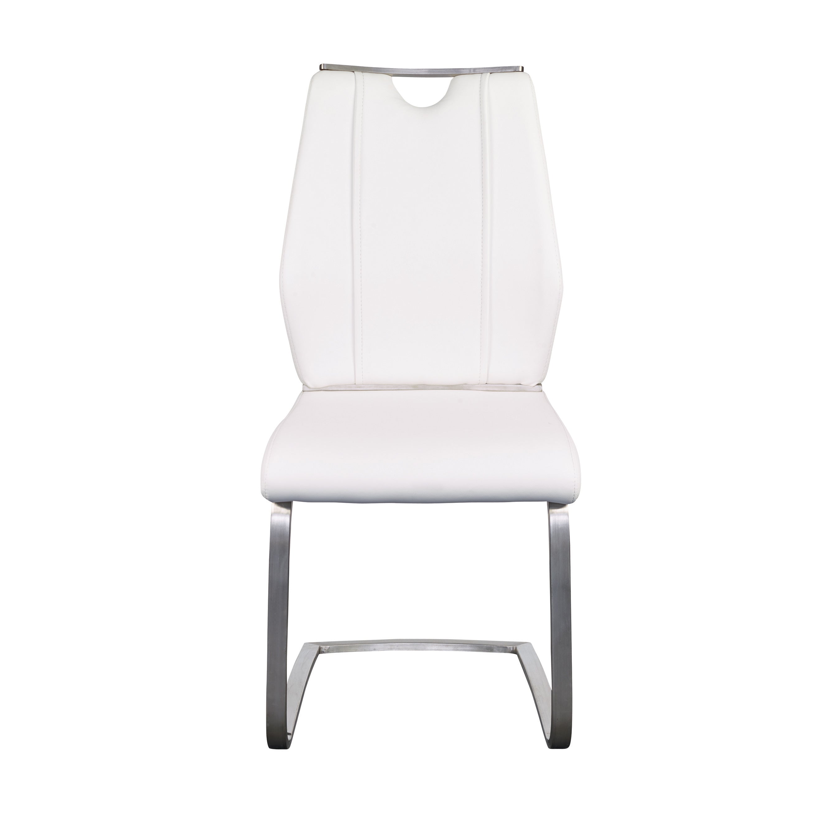 Lexington Side Leather Chair in Brushed Stainless Steel - Set of 2 Modern Dining Chairs for Home & Office | Perfect for Dining Rooms, Conference Tables & Lounge Areas