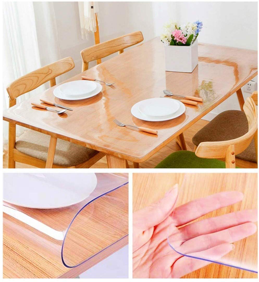 VALLEY TREE 46 x 96 Inch Clear PVC Table Protector - 1.5mm Thick Waterproof Plastic Desk Mat for Dining Table, Office Desk, Crafting & Study - Perfect for Spill Protection & Surface Safety