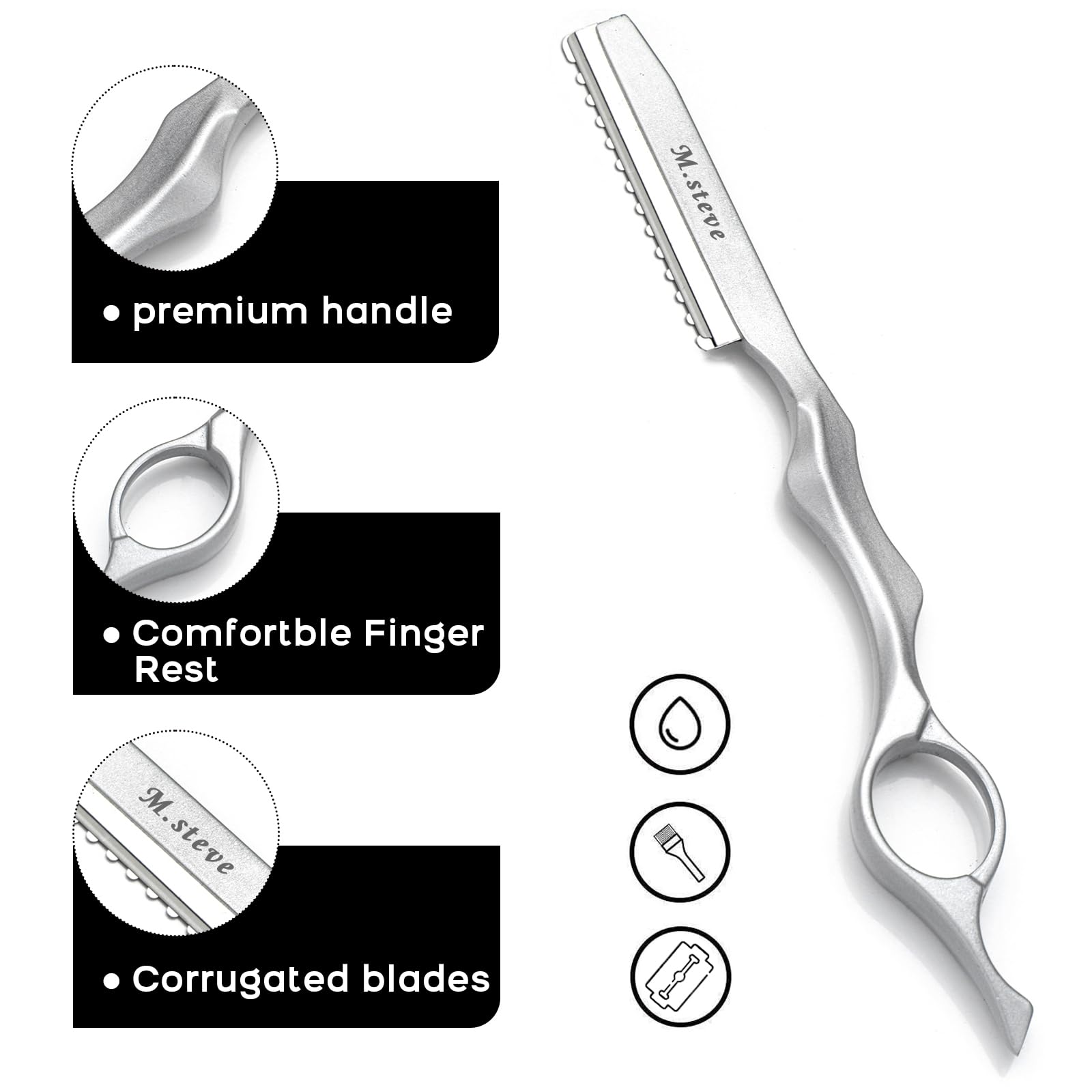Professional Hair Cutting Razor with Stainless Steel Blades - 11PCS Salon & Home Styling Kit for Precise Haircuts, Trimming & Styling - Perfect for Barbers, Hairstylists & DIY Home Haircuts