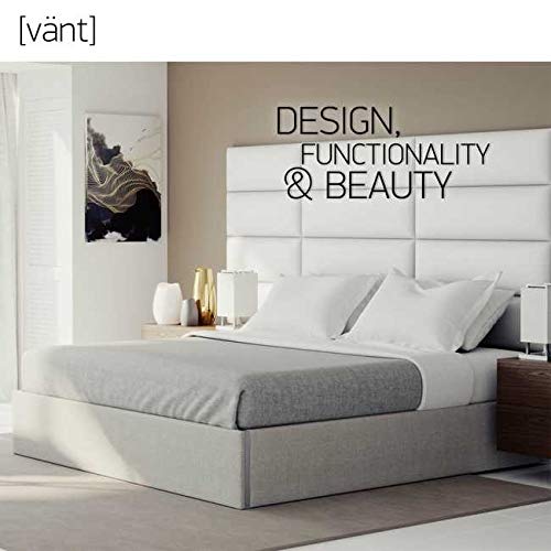 VANT Upholstered Queen Size Platform Bed Frame - Modern Weave Moodust Grey Fabric Headboard - No Box Spring Needed with Sturdy Slat Support - Easy Assembly Bedroom Furniture for Master Bedroom, Guest Room or Apartment