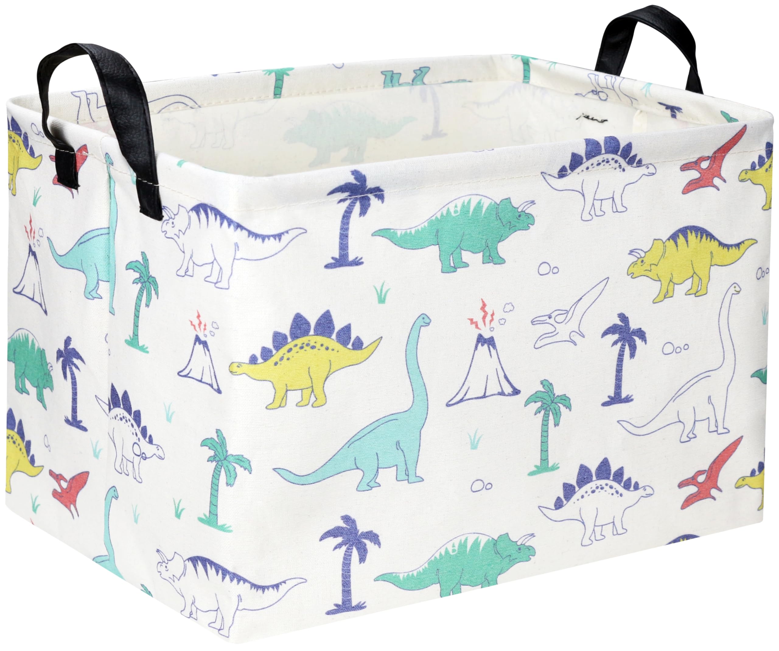 Dinosaur Storage Basket for Boys - Rectangular Kids Toy Organizer Bin, Baby Room Decor & Dinosaur Gift Box - Blue Dinosaur Design for Bedroom, Playroom & Nursery Organization