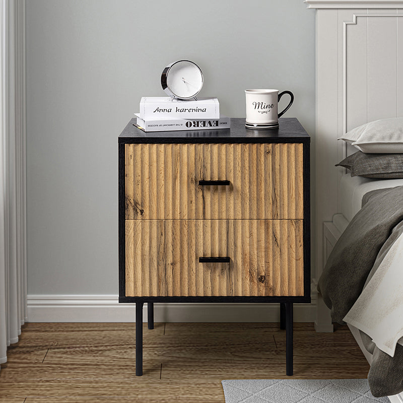 Modern Nightstand with Two Drawers - Nahuel Bedside Table with Optional Styles for Bedroom, Living Room & Guest Room - Sturdy Wooden End Table with Storage for Home Decor