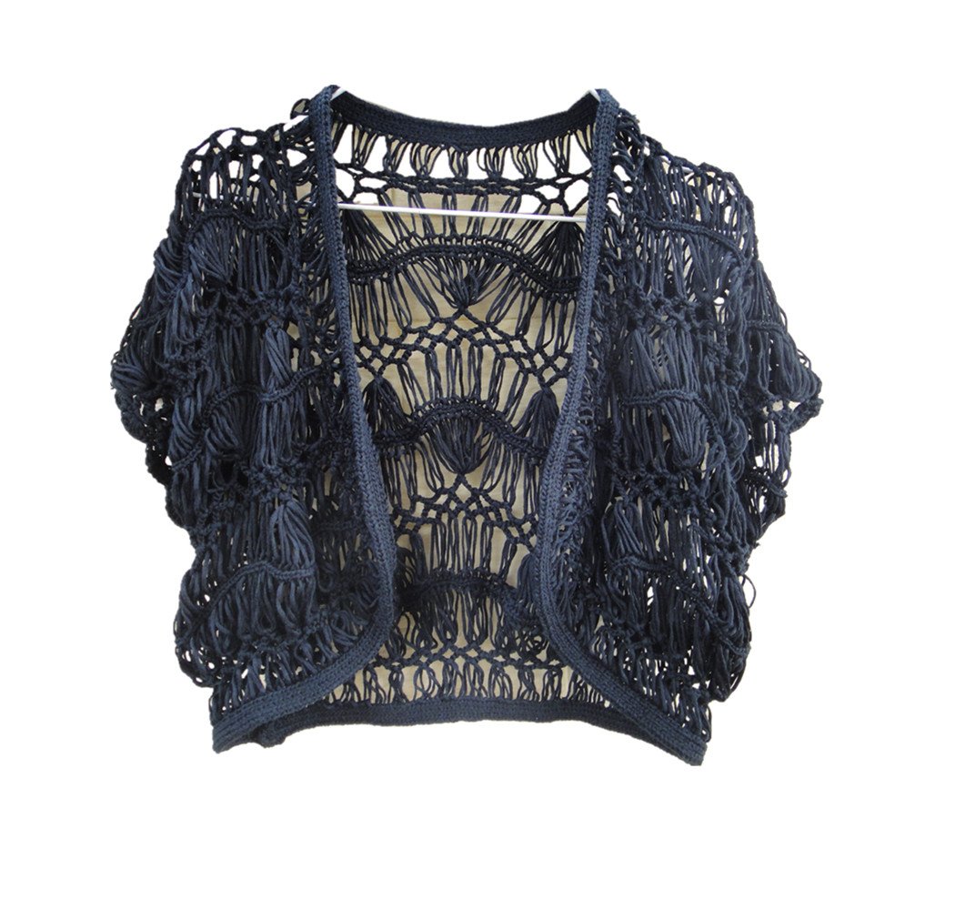 Black Crop Top Crochet Cardigan Shrug Bolero Jacket for Women | Handmade Crochet Summer Cover Up | Perfect for Beach, Festival, and Casual Outfits