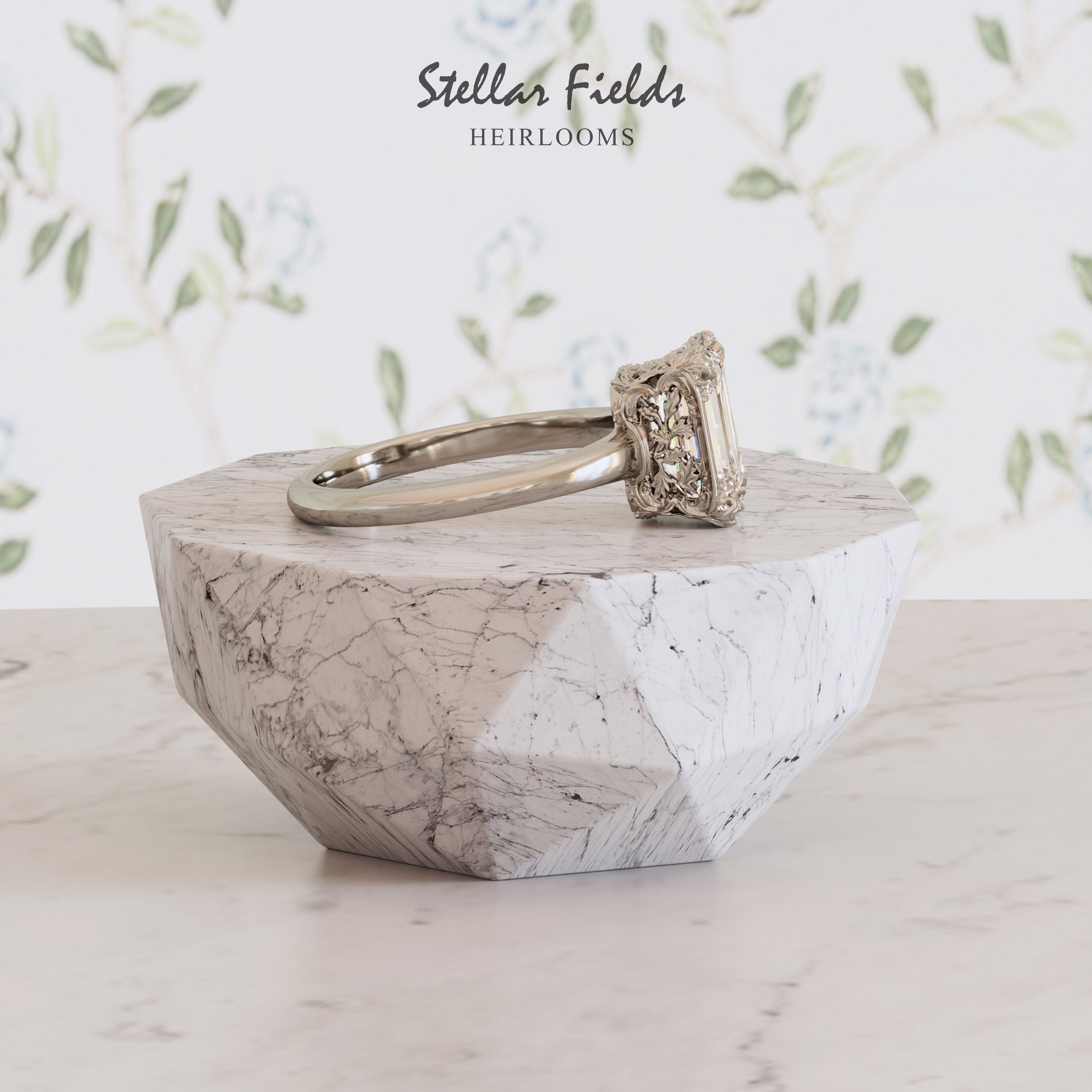 Teodora Intricate Foliage Engagement Ring - Minimalist Wedding Band for Women - Perfect for Proposals, Anniversaries & Everyday Elegance