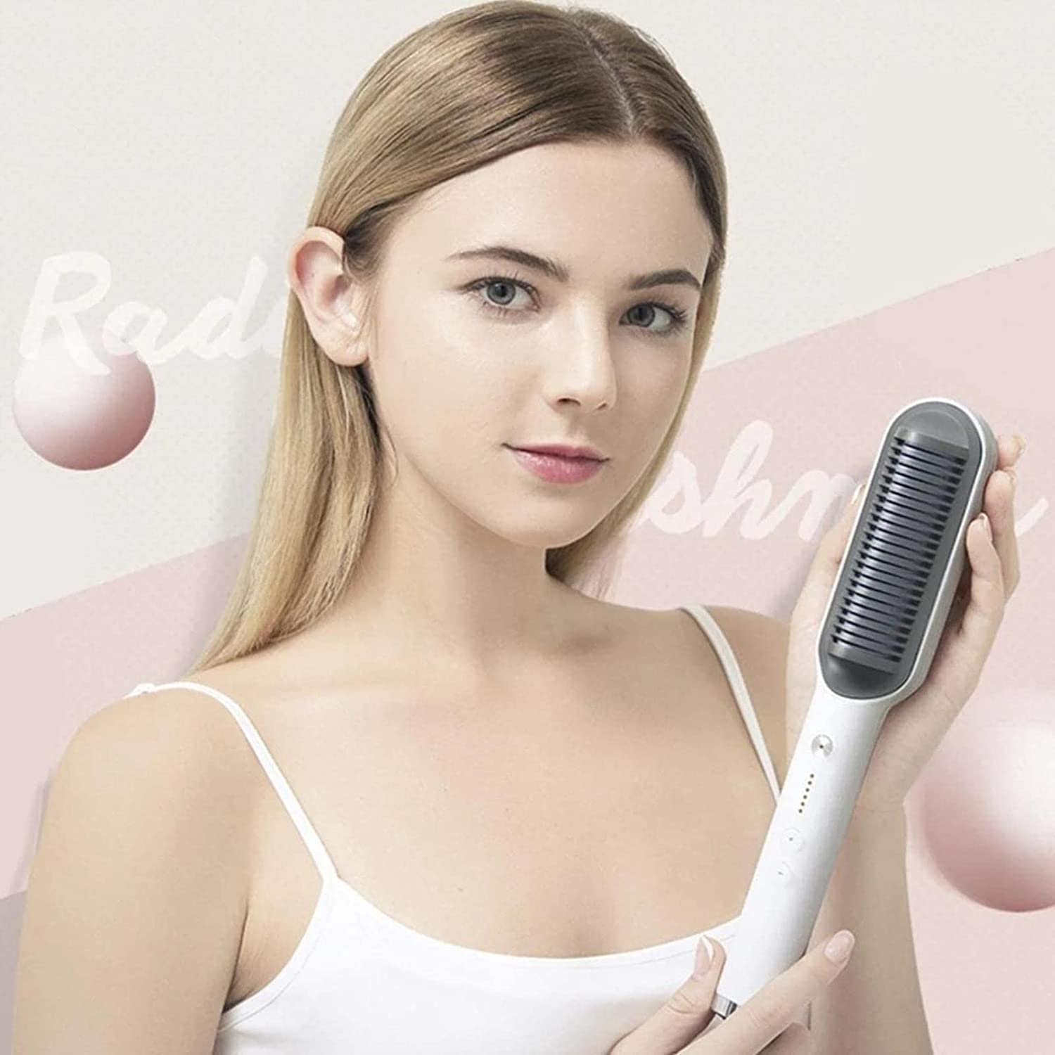 VYAPTI Hair Straightener Comb for Women & Men - PTC Heating Electric Styler with 5 Temperature Settings | Professional Straightening Brush for Smooth & Shiny Hair | Perfect for Home, Salon & Travel Use