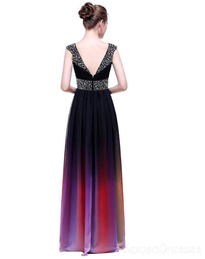 Elegant Cap Sleeves Beaded Ombre Long Evening Prom Dresses | Custom Sweet 16 Dresses | Perfect for Formal Events, Homecoming & Quinceañera | Style 18398
