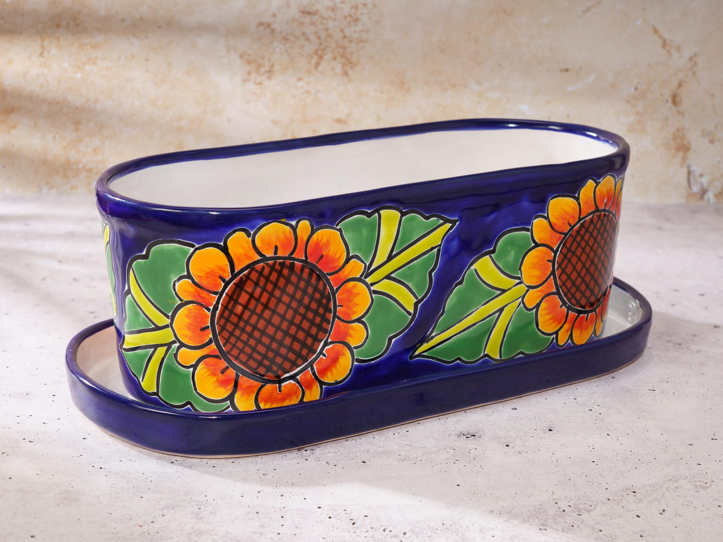 Handmade Mexican Talavera Ceramic Flower Planter Pot - Large 15