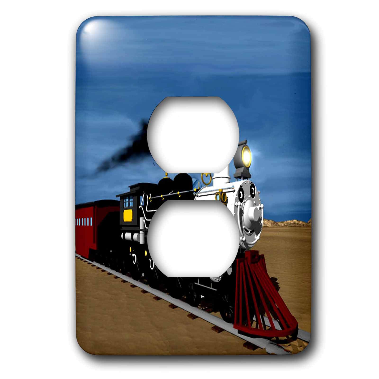 3D Rose Happy Train 2 Outlet Cover - Childproof Electrical Safety Plug Protector for Home, Nursery & Kids Room Decor