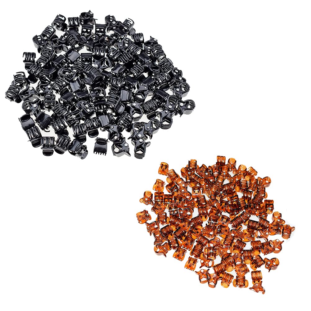 100-Piece Mini Hair Claw Clips for Women & Girls - 1cm Black & Brown Plastic Hair Pins, Hair Accessories Set (50 Black + 50 Brown) - Perfect for School, Work, Travel & Everyday Hairstyling