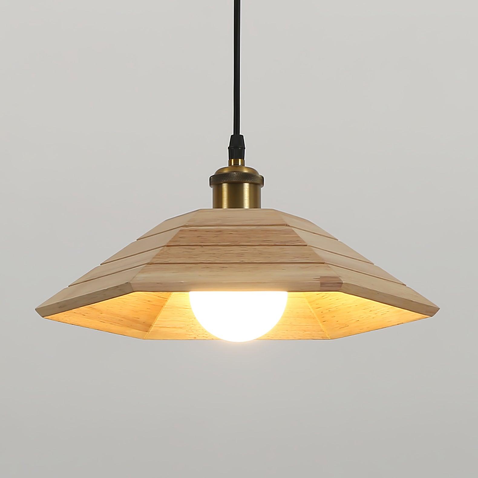 Aeyee Wooden Pendant Light - Handcrafted Natural Wood Ceiling Lamp for Dining Room, Kitchen Island, Bedroom & Living Room Decor - Modern Farmhouse Lighting Fixture