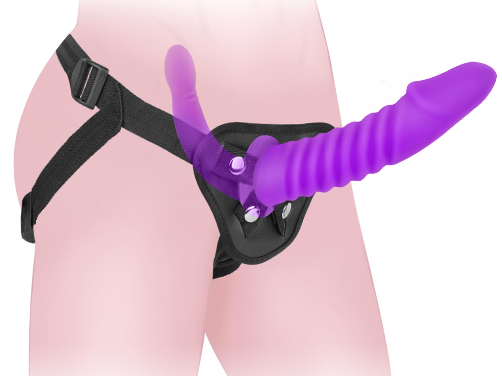 Double-Sided Silicone Strap-On Dildo for Women & Couples - Adjustable Strapless Pegging Toy with G-Spot & P-Spot Stimulation - Perfect for Lesbian Play, Role Reversal & BDSM Scenes