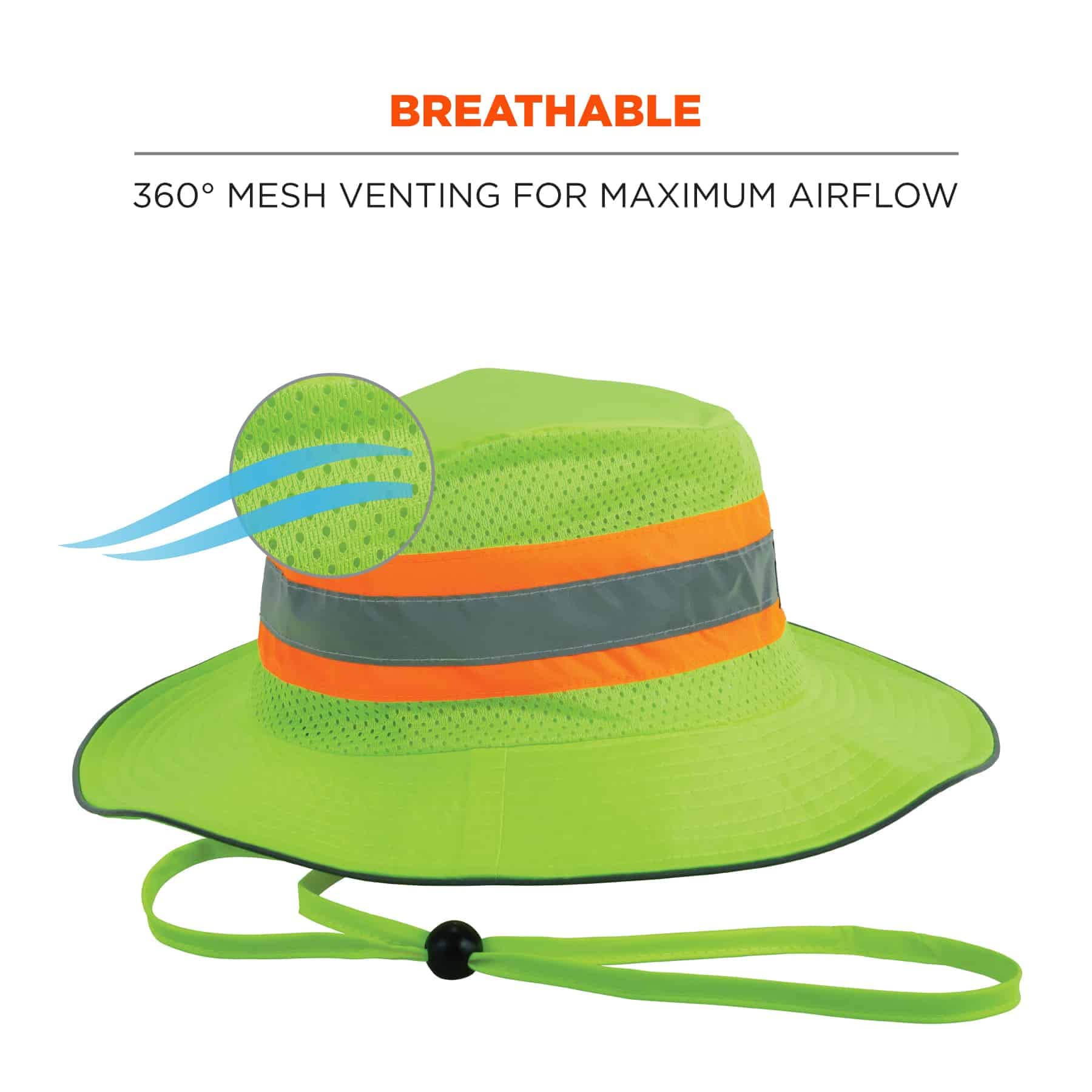 Ergodyne Chill Its 8935CT Cooling Ranger Sun Hat - PVA Cooling Technology, High Visibility & Reflective for Outdoor Work, Hiking, and Summer Activities