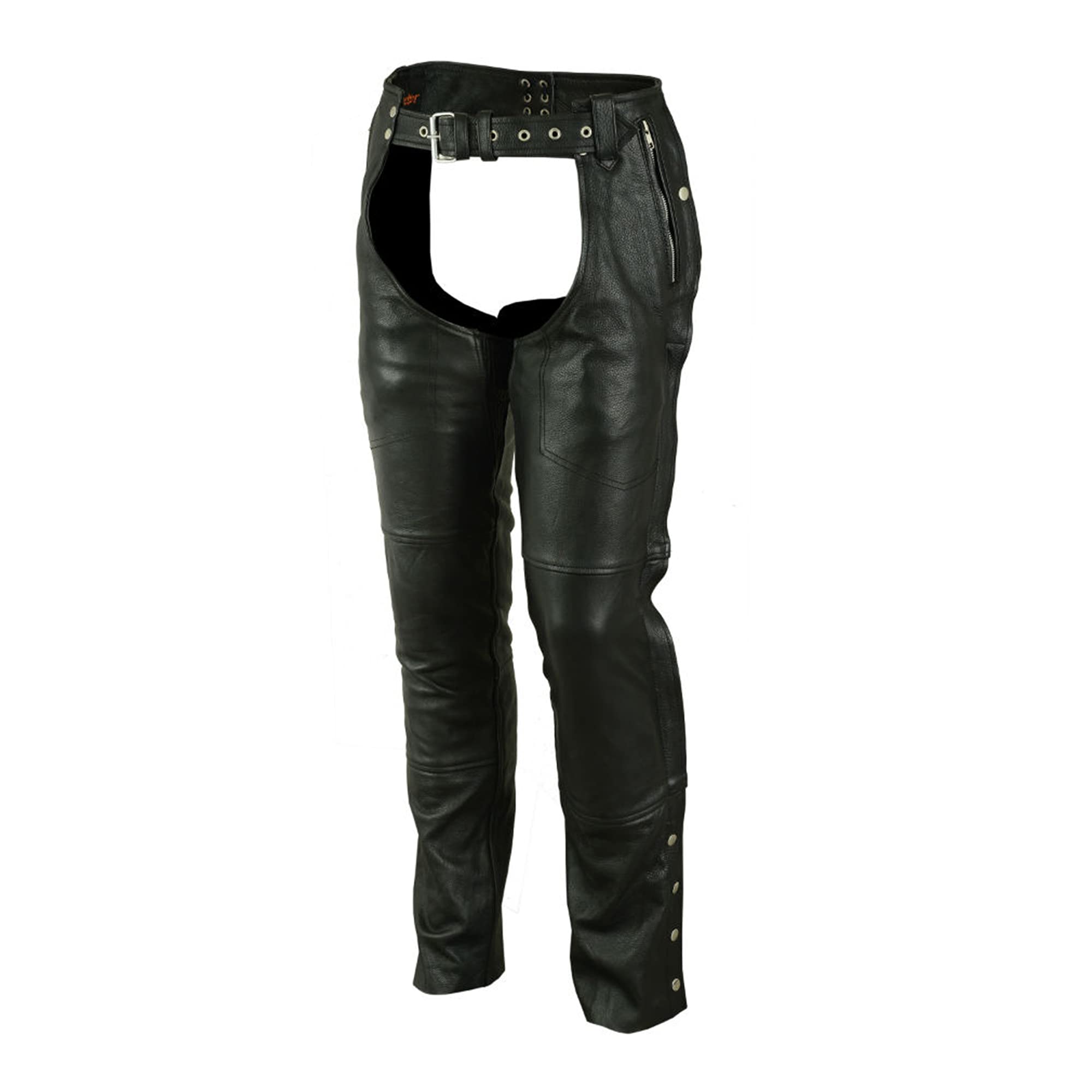 Daniel Smart Motorcycle Leather Chaps - All Season Unisex Biker Pants with Adjustable Fit & Convenient Pockets | Perfect for Harley, Cruiser & Road Trips