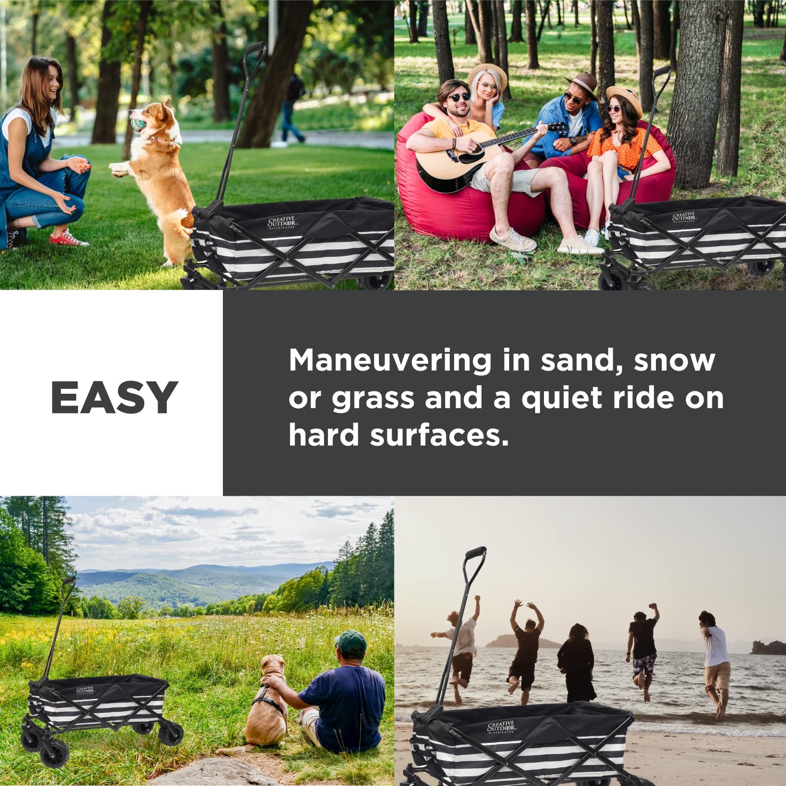 Best Collapsible Outdoor Wagon for Kids - All Terrain Push Pull Stroller & Folding Cart for Beach, Park, Garden, Sports & Camping | Perfect for Family Outings, Picnics and Outdoor Adventures