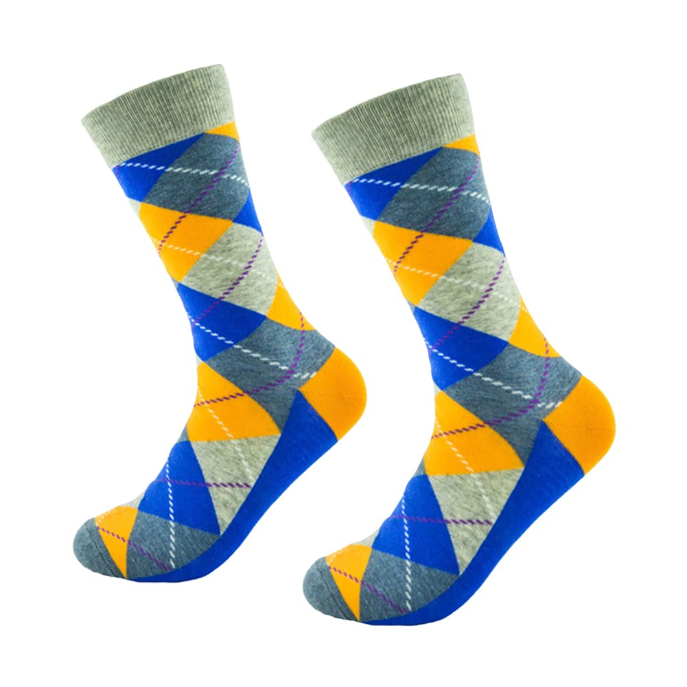 DRASEX Men's Dress Socks - Funky Colorful Crew Socks for Work & Casual Wear - Breathable Cotton Patterned Socks for Office, Business & Daily Use