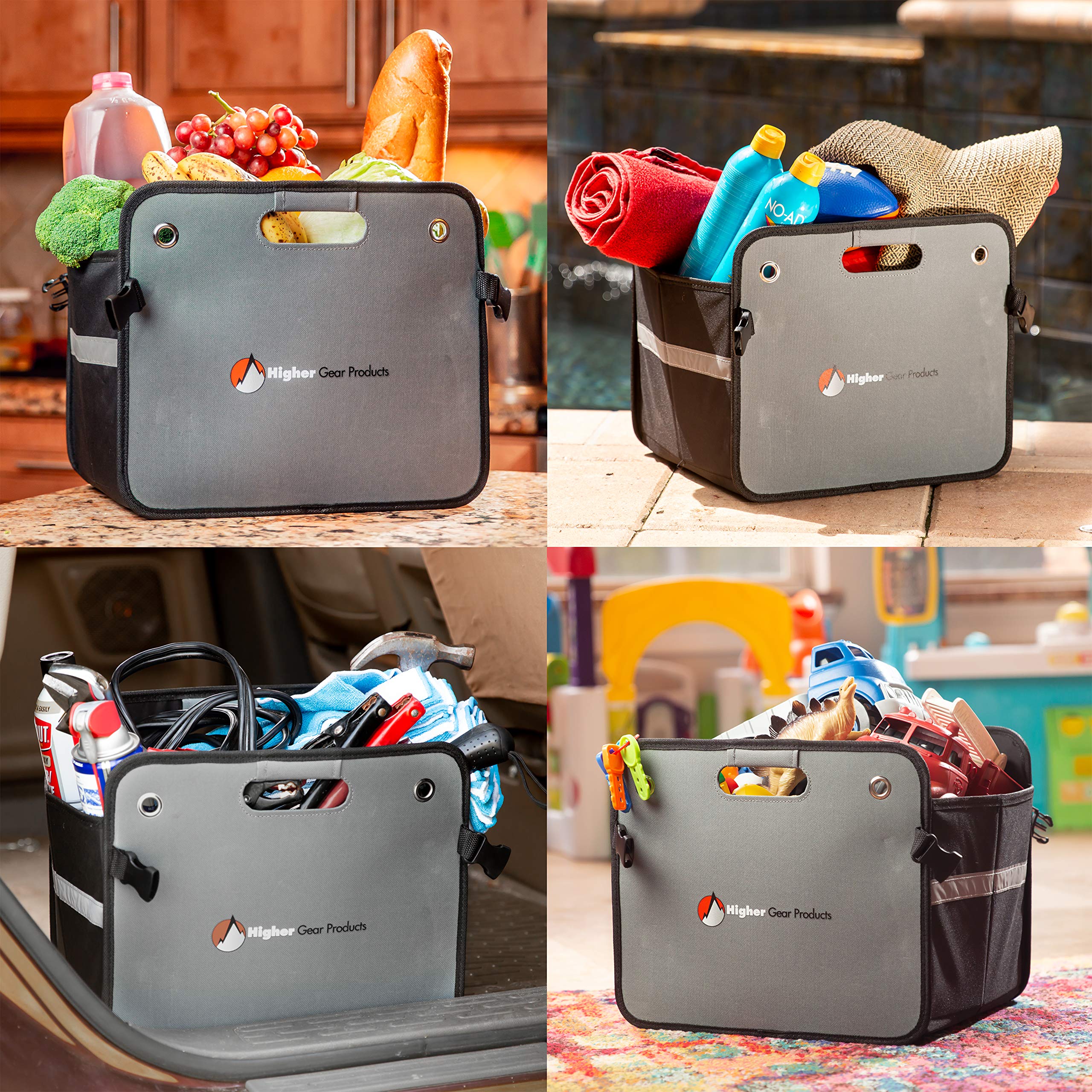Higher Gear Small Car Organizer - Compact Car Storage Solution with Mesh Pockets & Reinforced Handles - Ideal for Grocery Shopping, Road Trips & Daily Commute - Perfect for SUVs, Sedans & Minivans