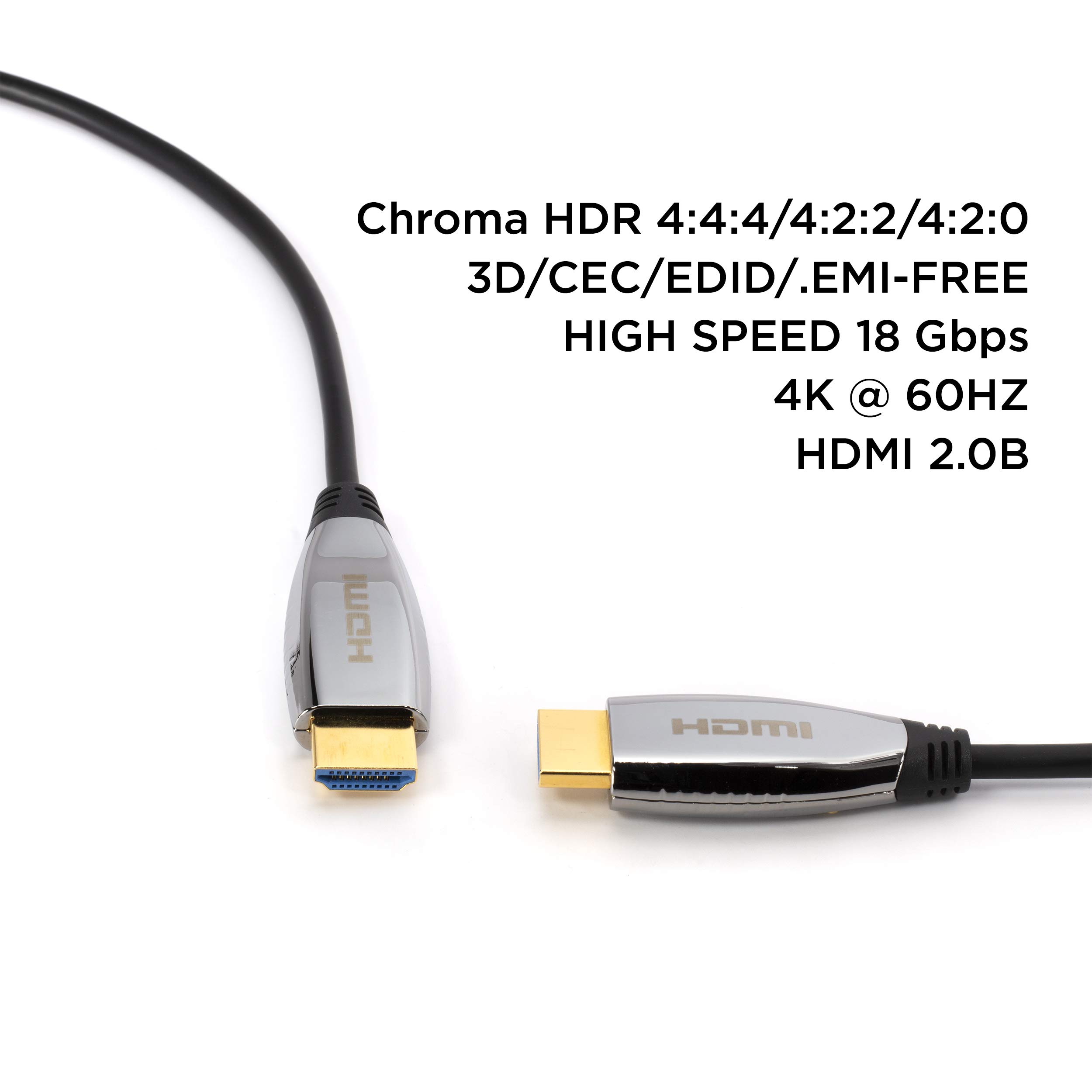Premium 75ft 4K Fiber Optic HDMI Cable - Ultra High Speed 18Gbps, 4K@60Hz, HDR, HDCP 2.2, ARC, 3D Ready - Gold-Plated Hybrid Connectors for Home Theater, Gaming & Professional AV Setups