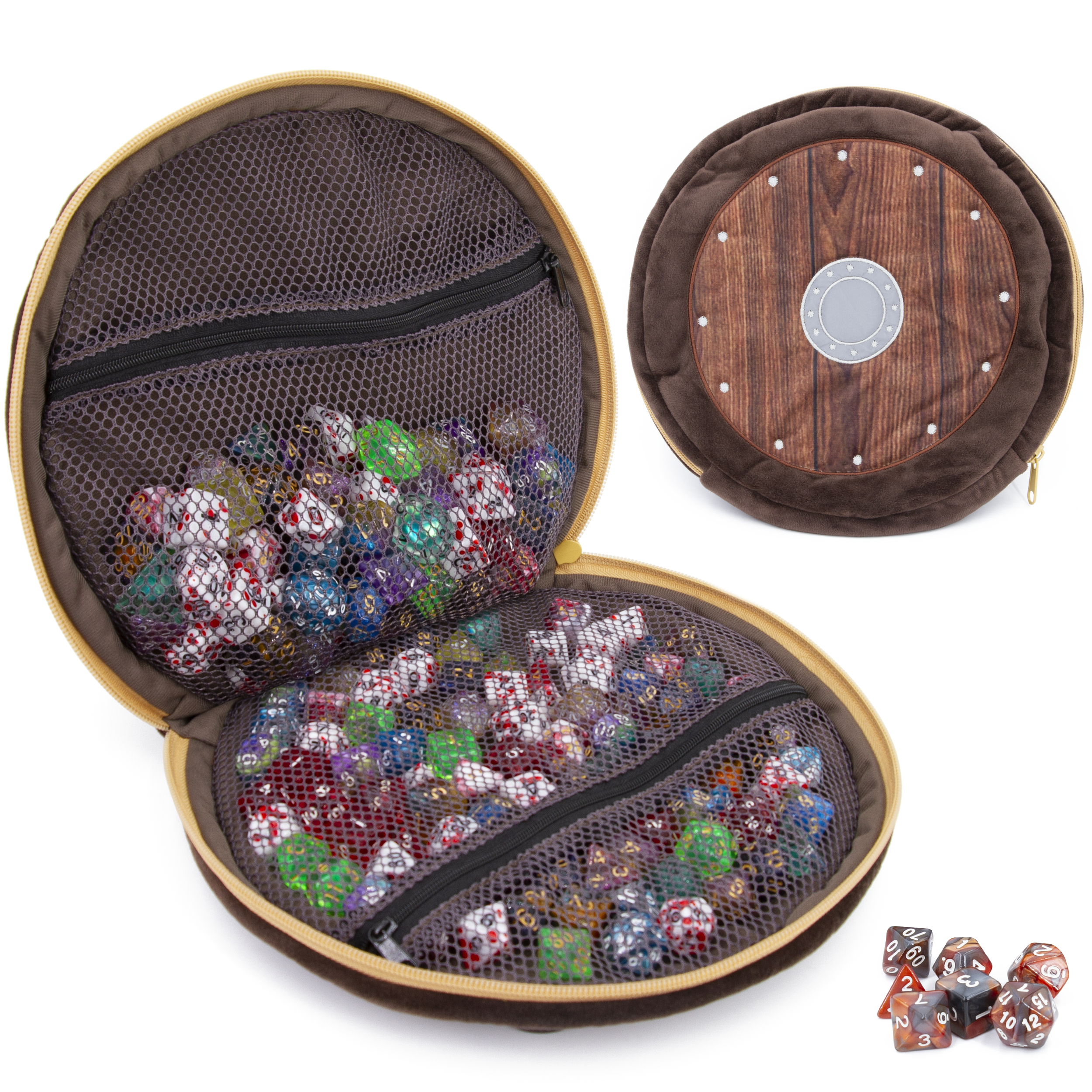 CASEMATIX Wearable Dice Case for RPG & Tabletop Games - Holds Up to 300 Dice with 7 Included Dice Sets - Soft Zippered Storage Pouch for D&D, MTG, Travel & Gaming Conventions