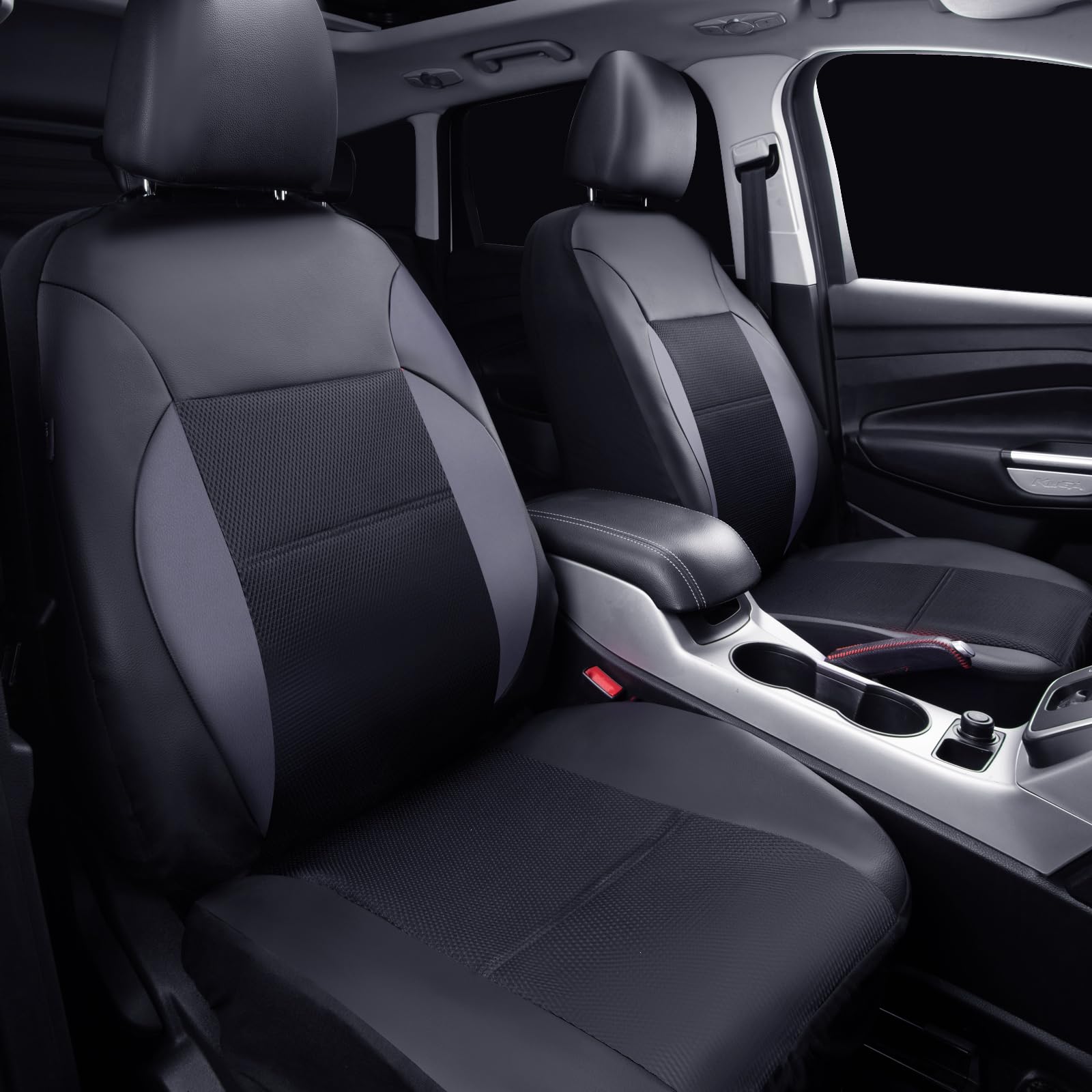 Premium Luxury Leather Air Mesh Car Seat Covers Full Set - Breathable Universal Fit for Sedan, SUV & Truck - 5mm Composite Sponge & Airbag Compatible (Black) | Perfect for Daily Commute, Road Trips & Hot Weather Driving