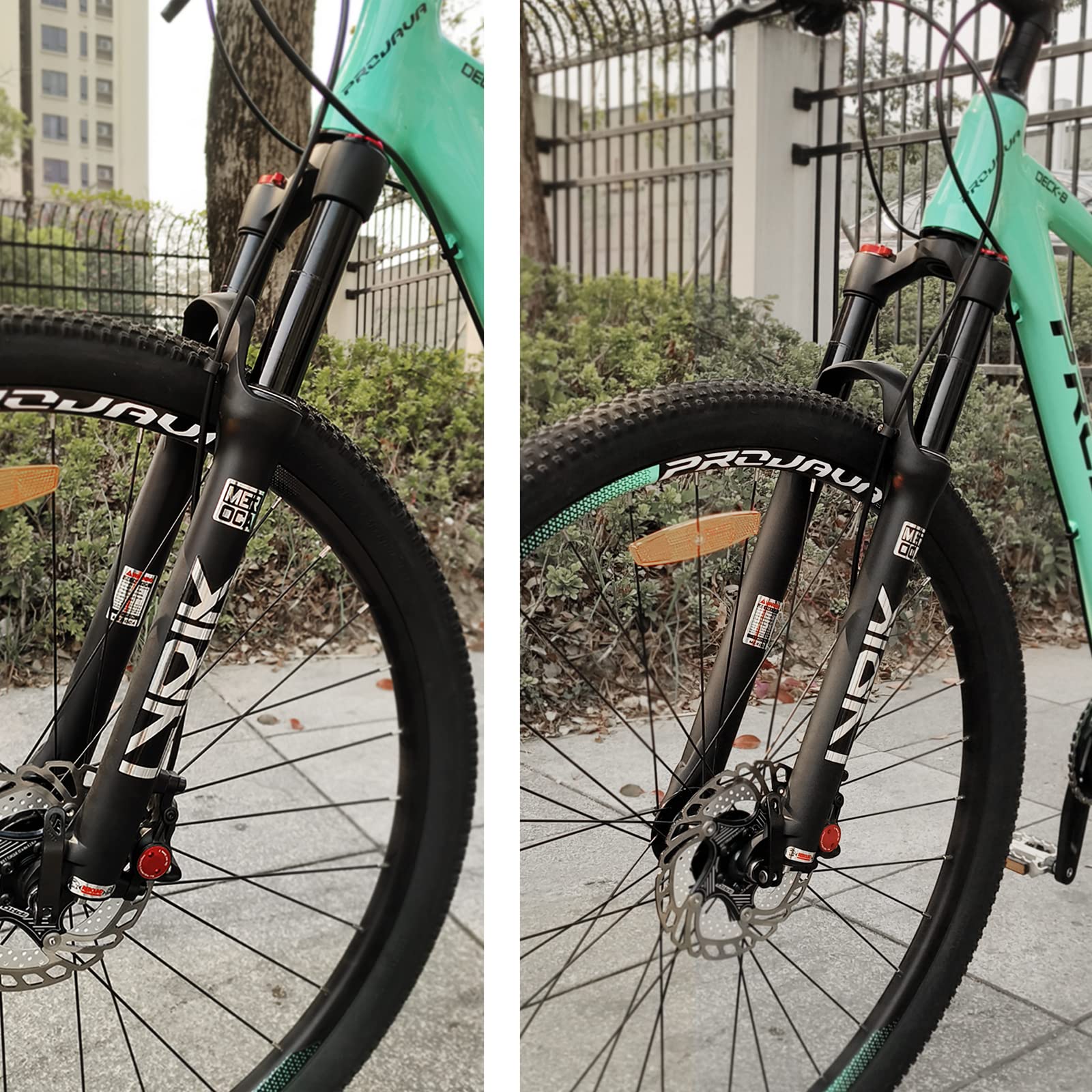 MEROCA Air Suspension Fork for Mountain Bike - 26/27.5/29 Inch Shock Absorber with Disc Brake & Quick Release - Perfect for Trail Riding & Off-Road Cycling
