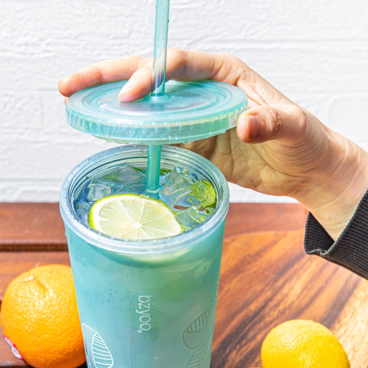 24oz Double Wall Insulated Plastic Tumbler with Lid & Straw - Pearl Green | Leakproof Travel Cup for Coffee, Iced Tea & Cold Drinks | Perfect for Office, Gym & Outdoor Activities