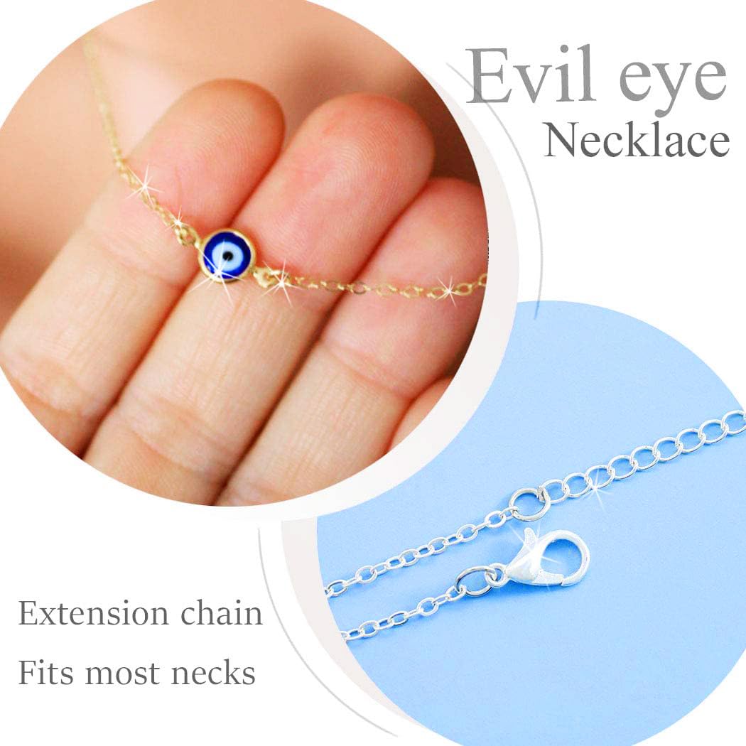 Boho Choker Necklace for Women - Evil Eye Protection Jewelry with Chain, Short Minimalist Necklace for Everyday Wear, Gift for Her | Perfect for Layering, Casual Outfits & Festival Fashion
